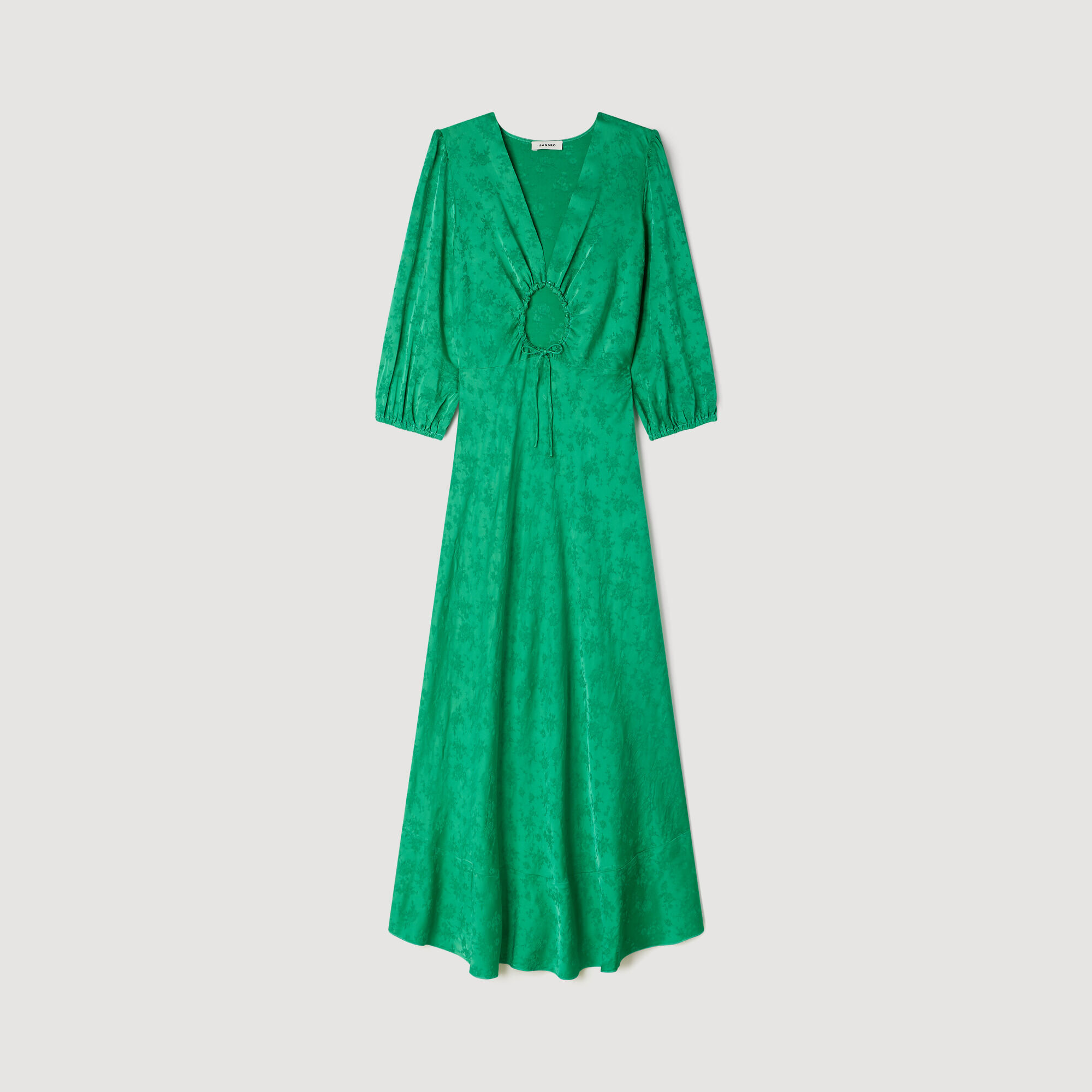 Blumiger Jacquard-Maxikleid