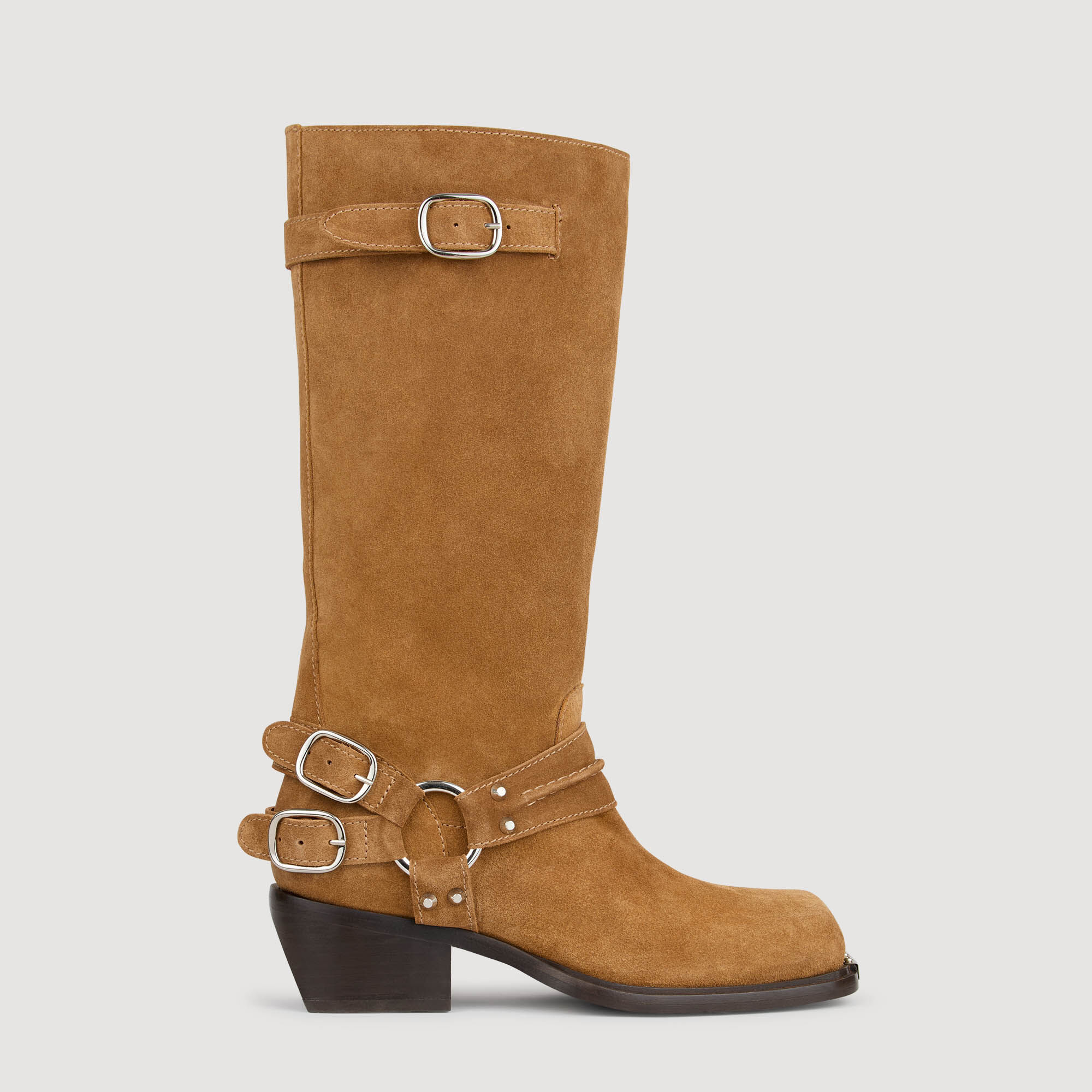 Schnürstiefel aus Wildleder mit Schnallen