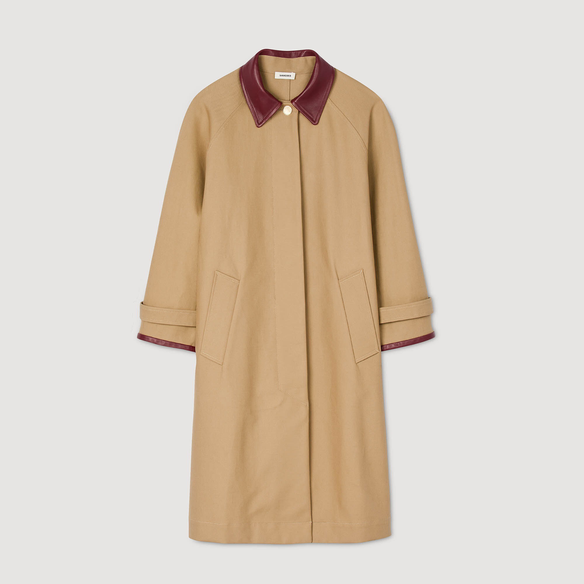 Trenchcoat mit Lederkragen
