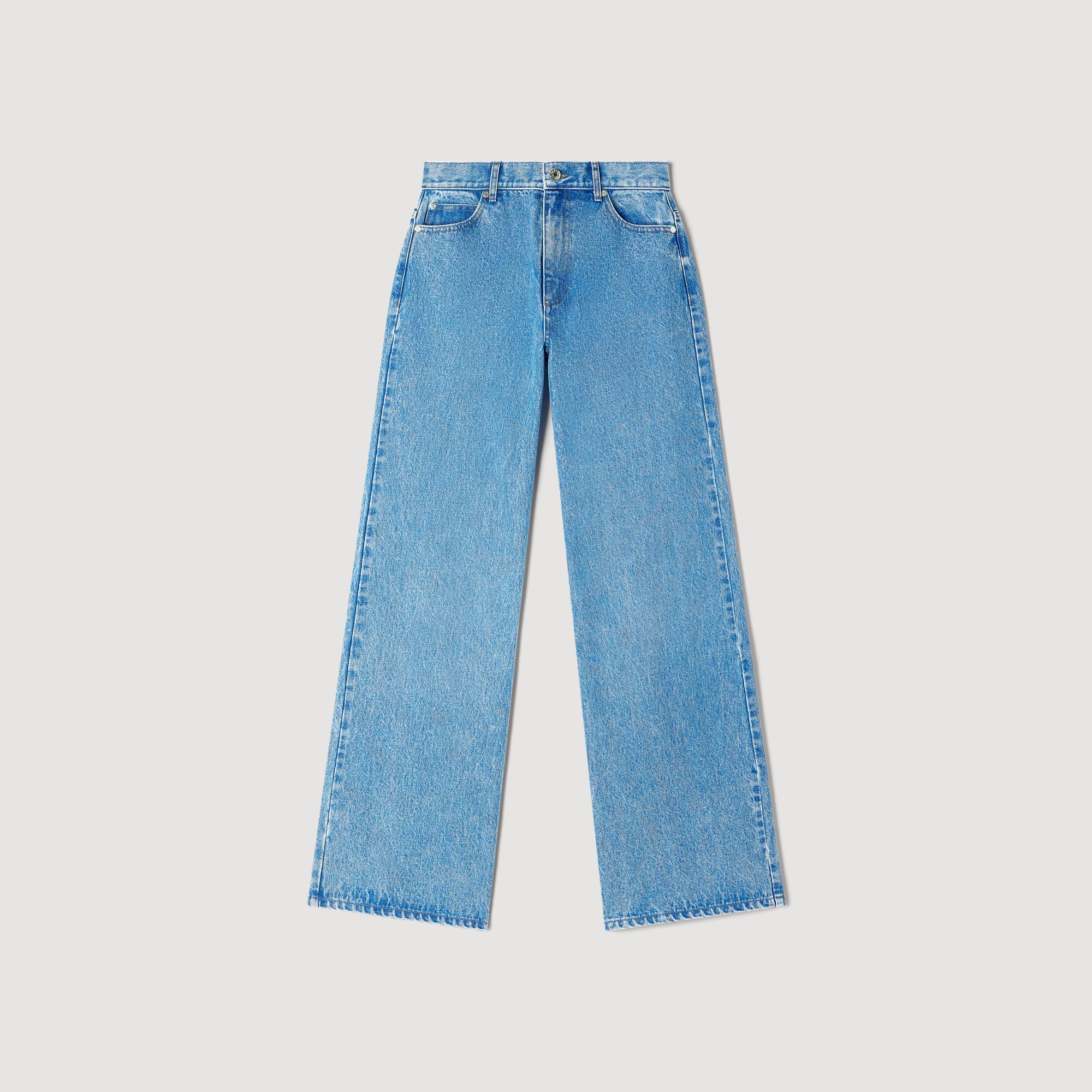 Verwaschene Jeans mit weitem geradem Bein