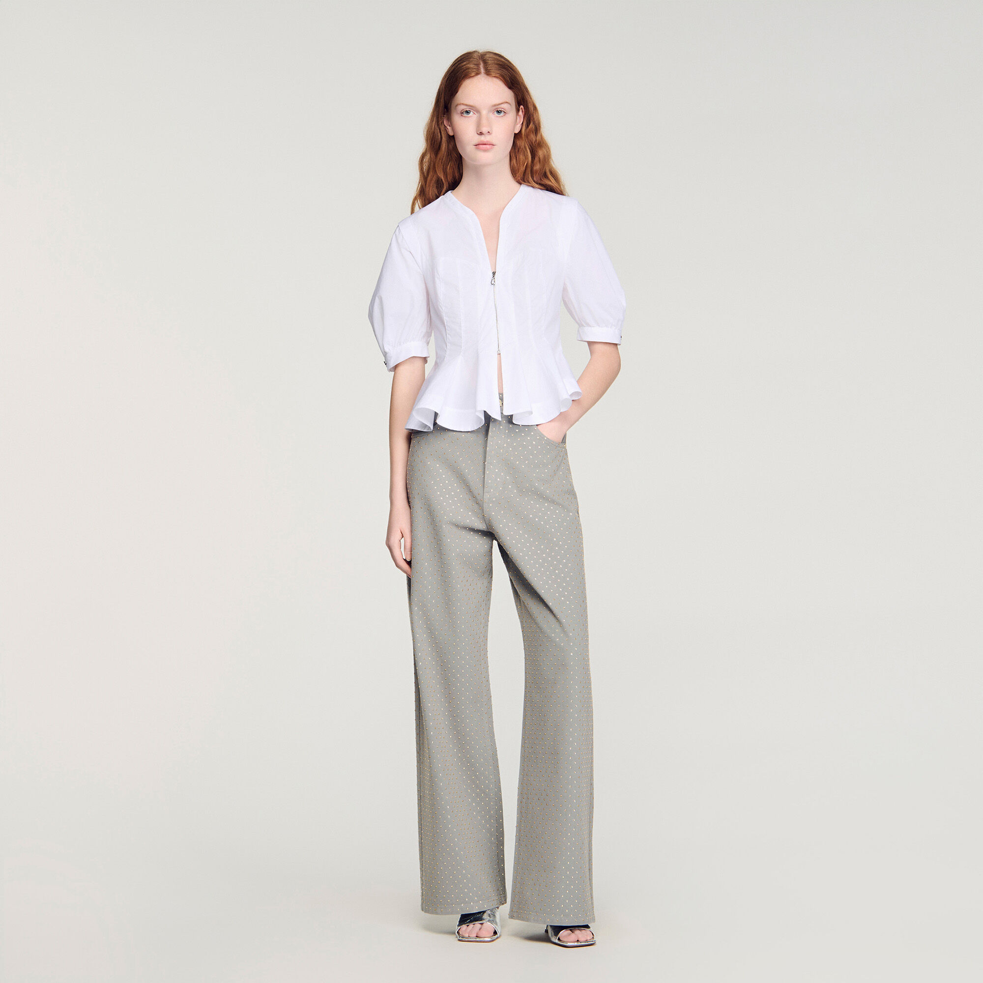 Reißverschluss-Peplum-Shirt