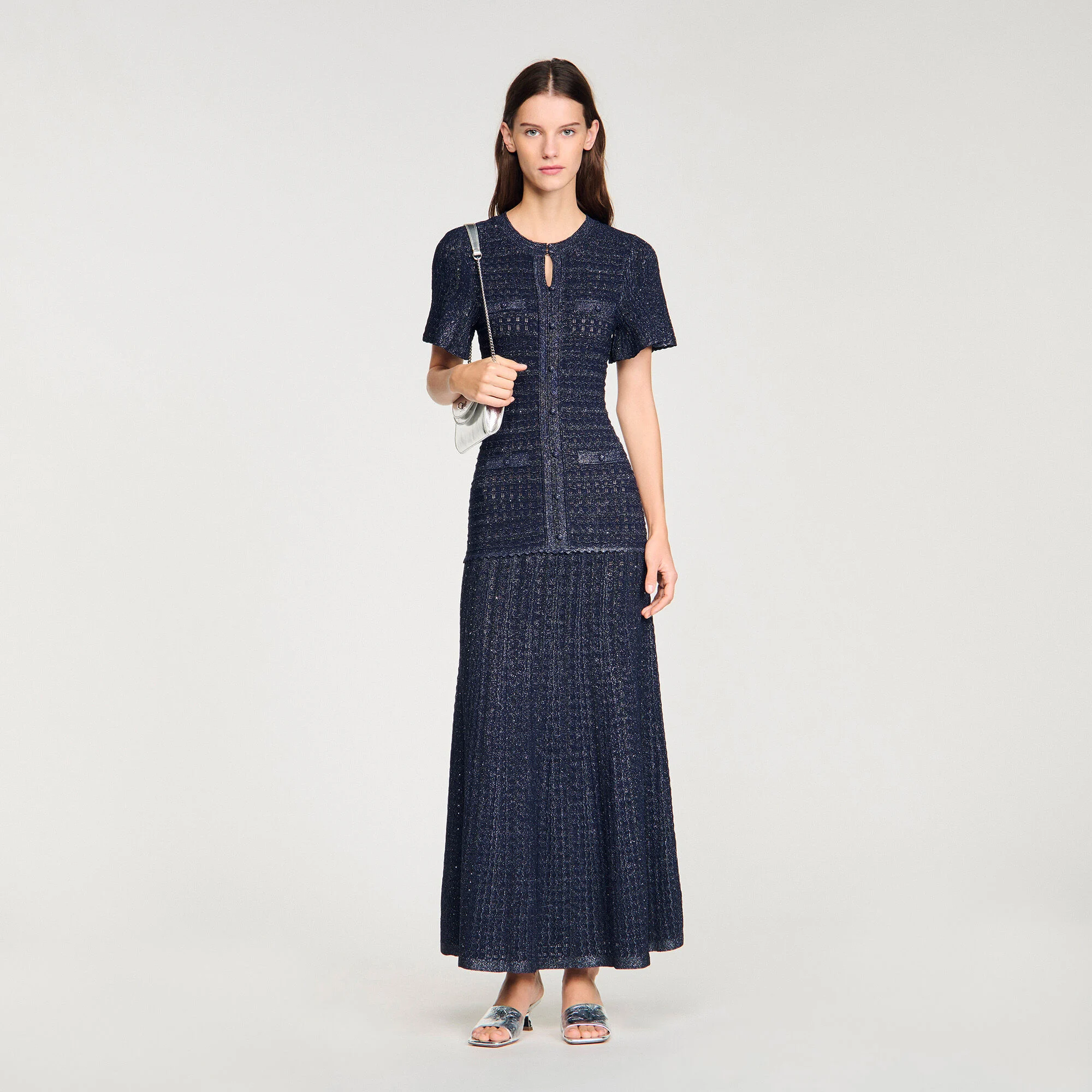 Glitzer-Strick-Maxikleid