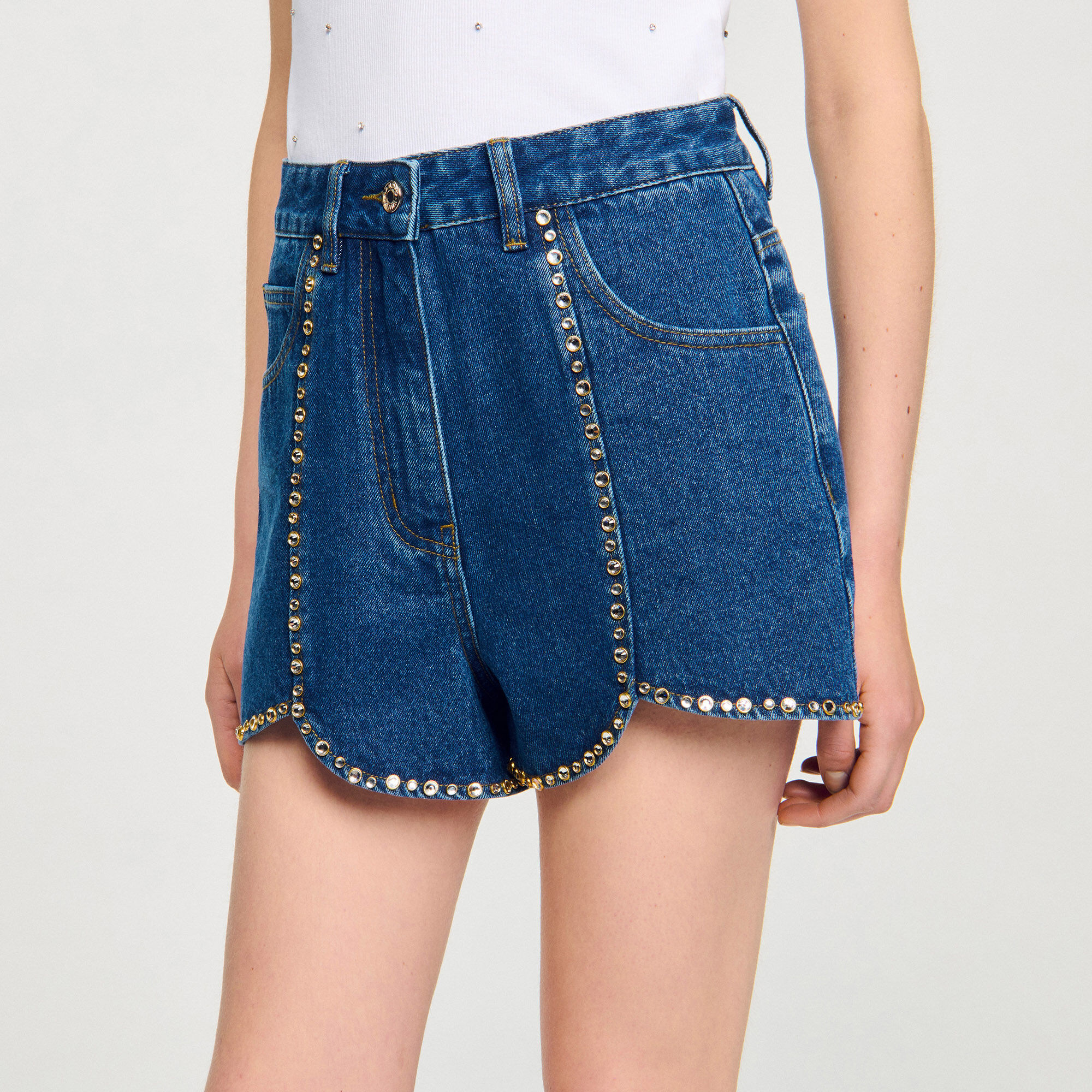 Glitzer-Denim-Shorts