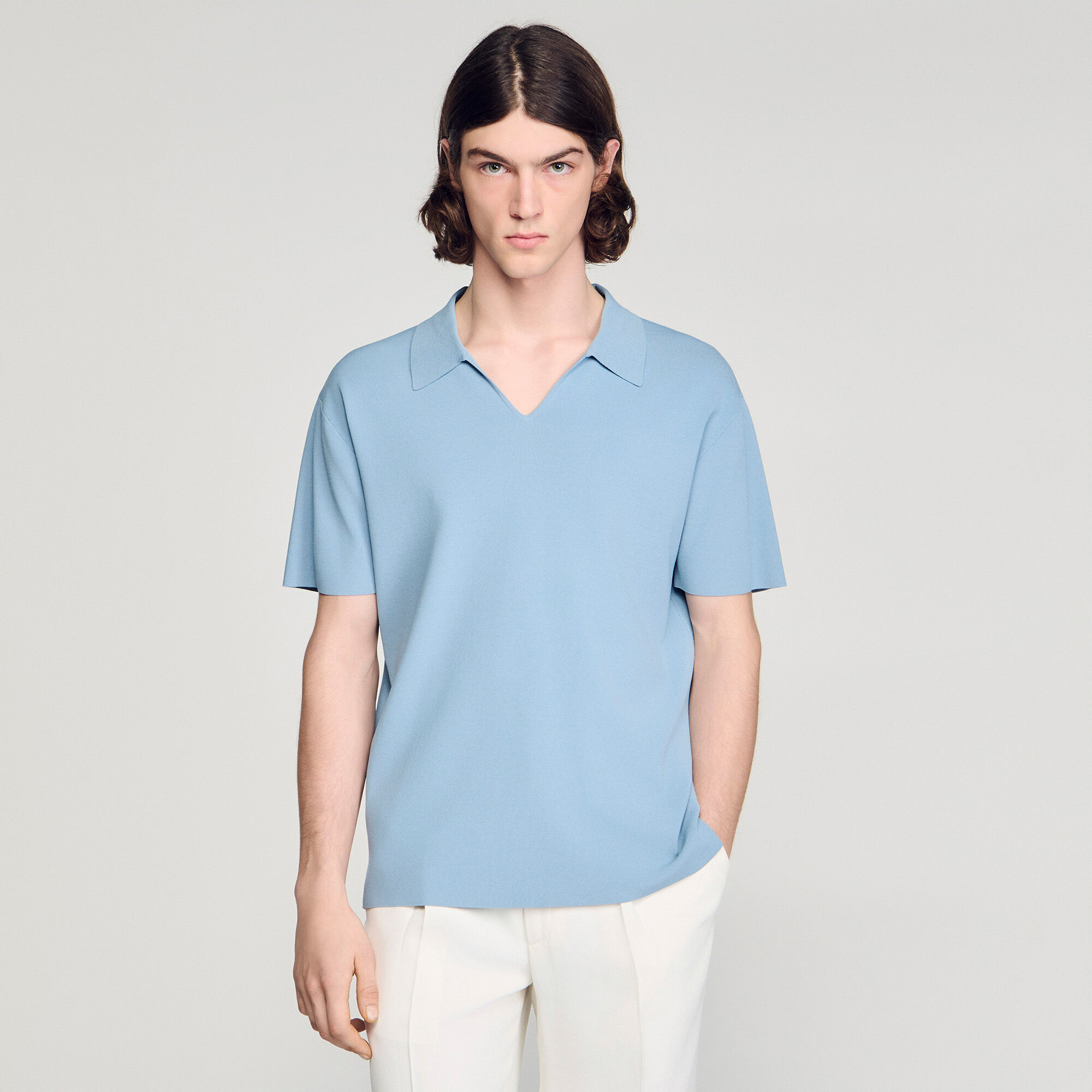 Dehnbares Strick-Polo-Shirt