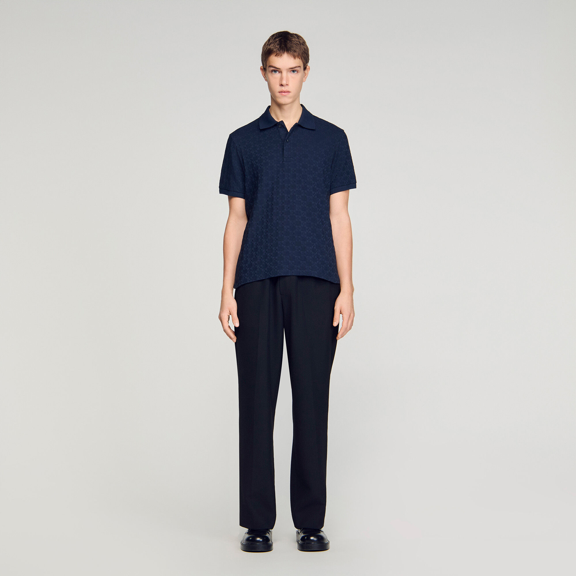 Quadratischer Cross Jacquard-Polo