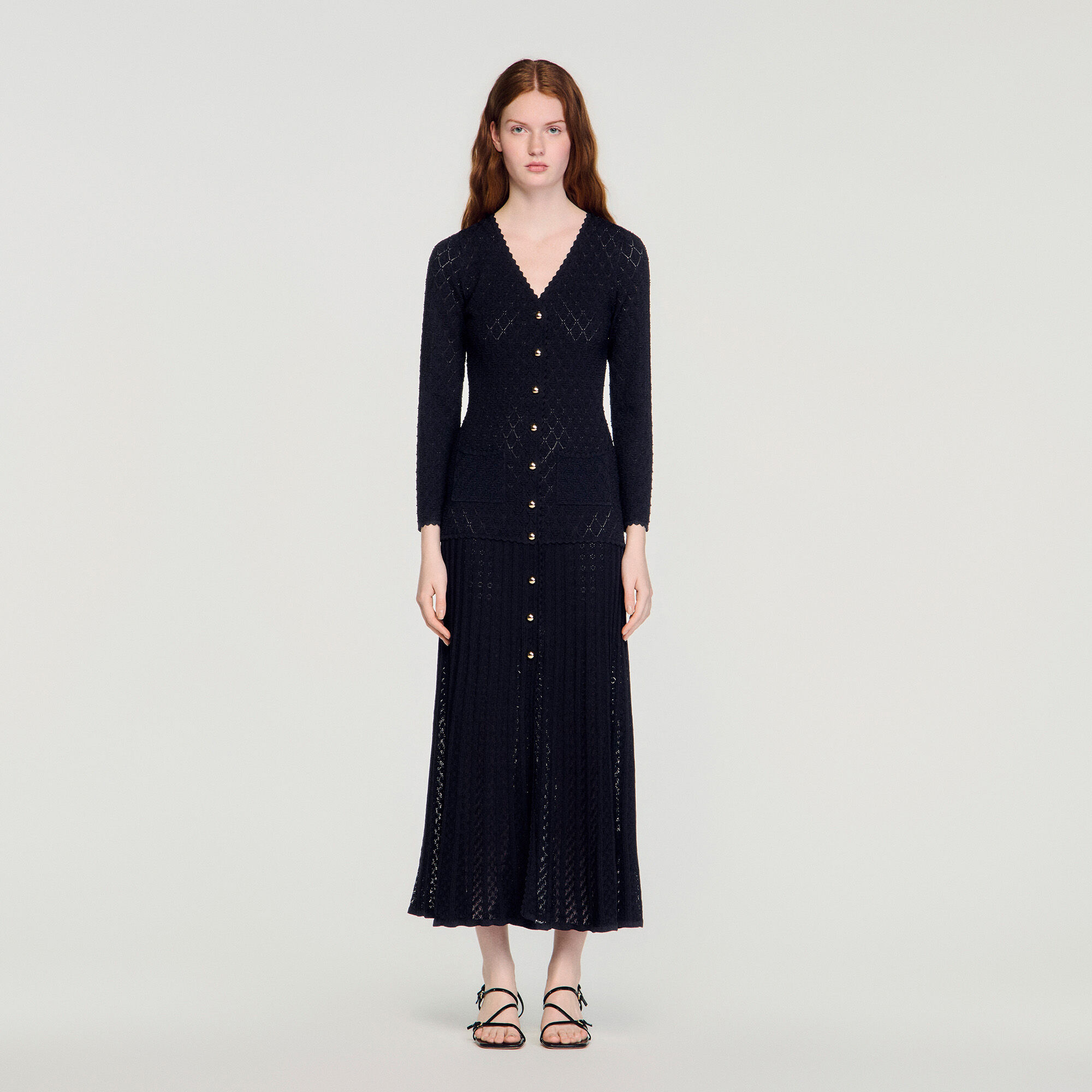 Buntes Strick-Maxikleid