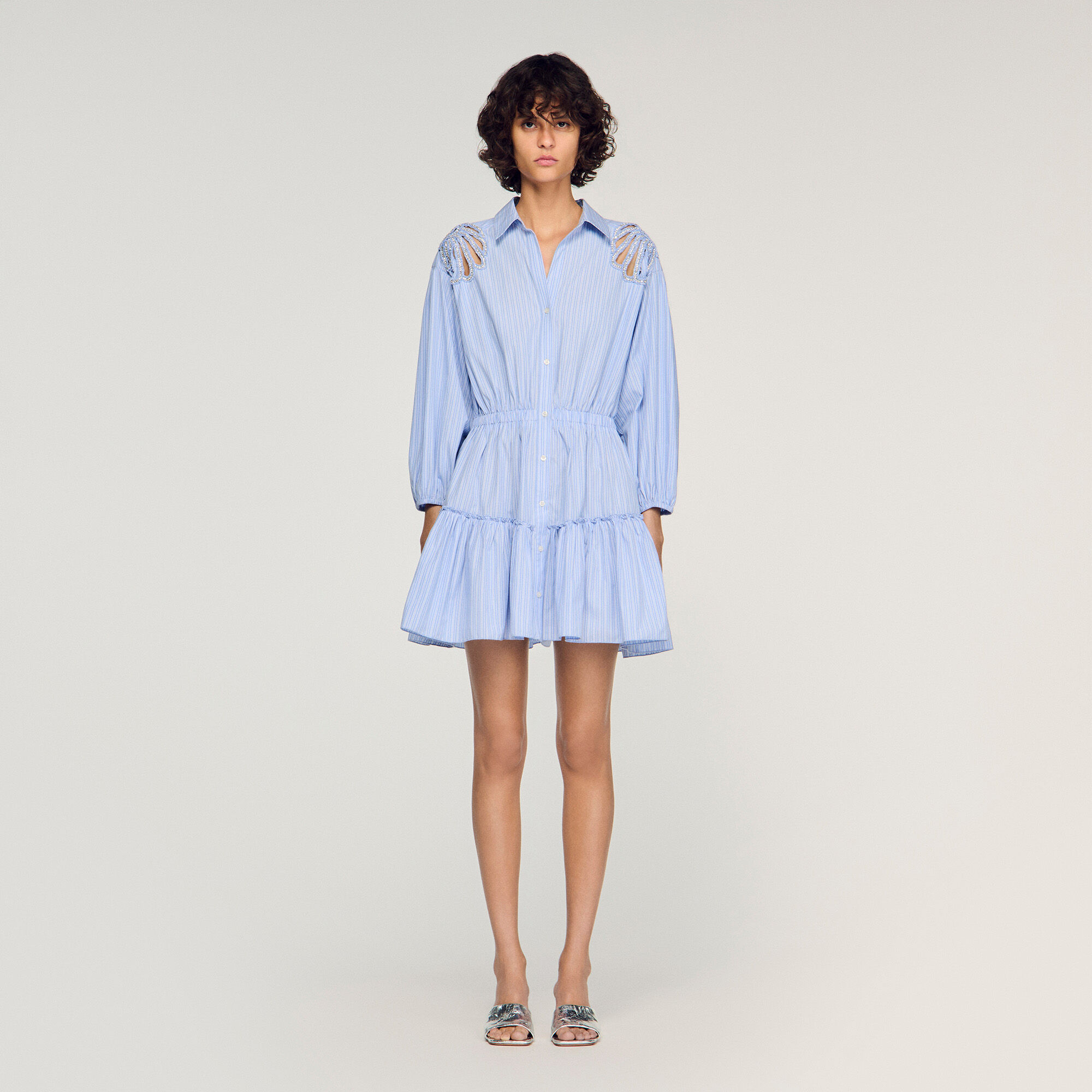 Minikleid aus gestreiftem Baumwollstoff