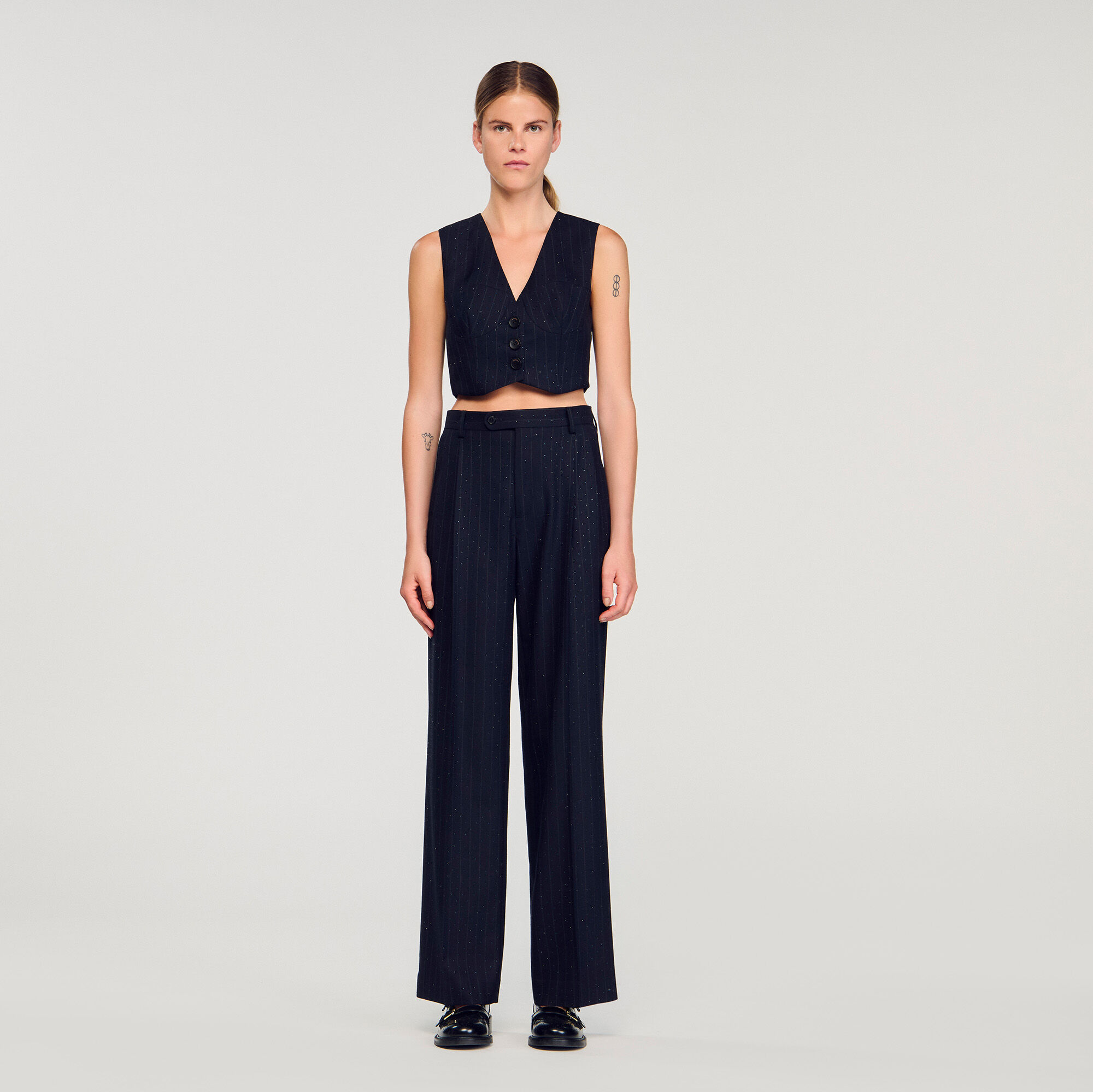 Gestreifter Strass-Overall