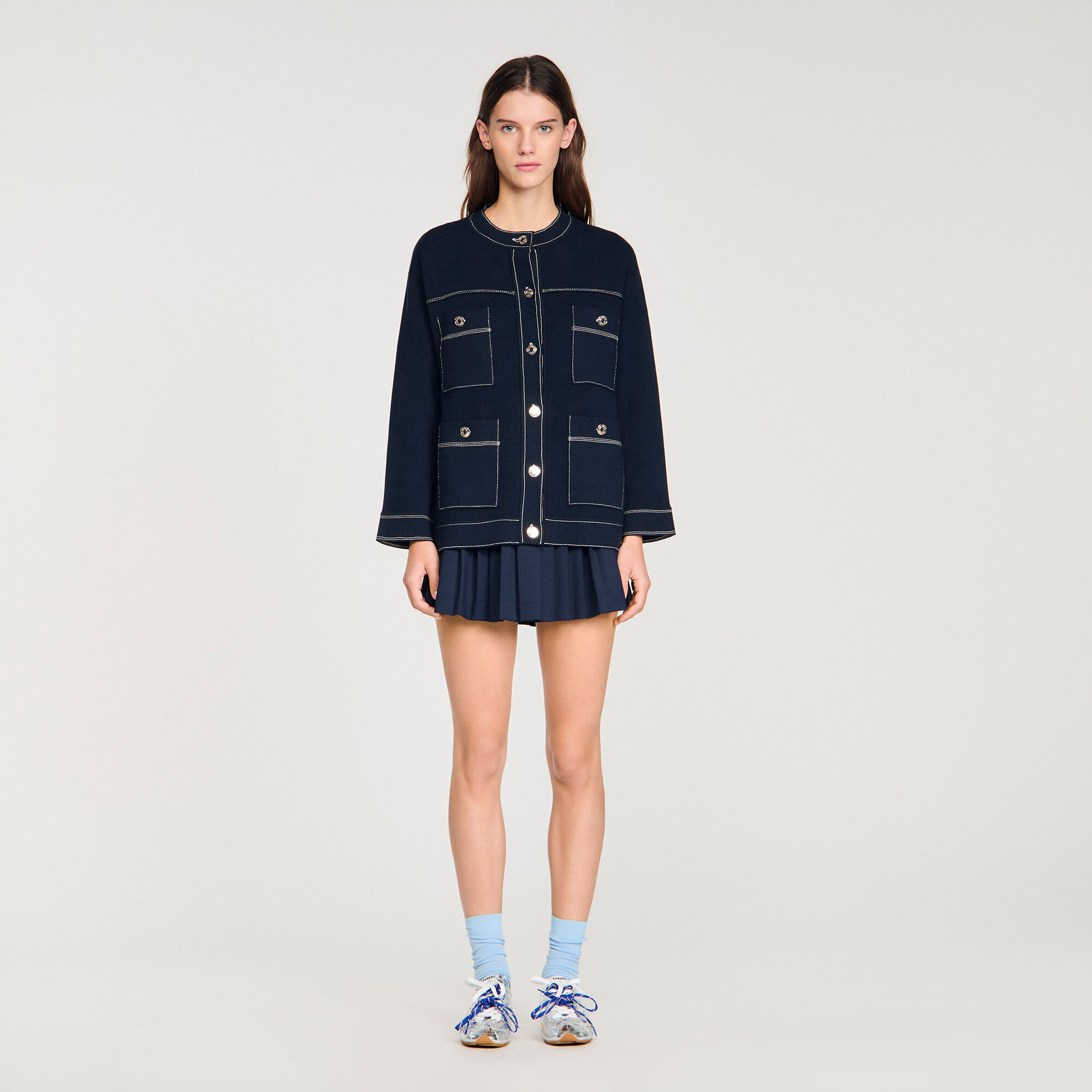 Kontraststich-Cardigan