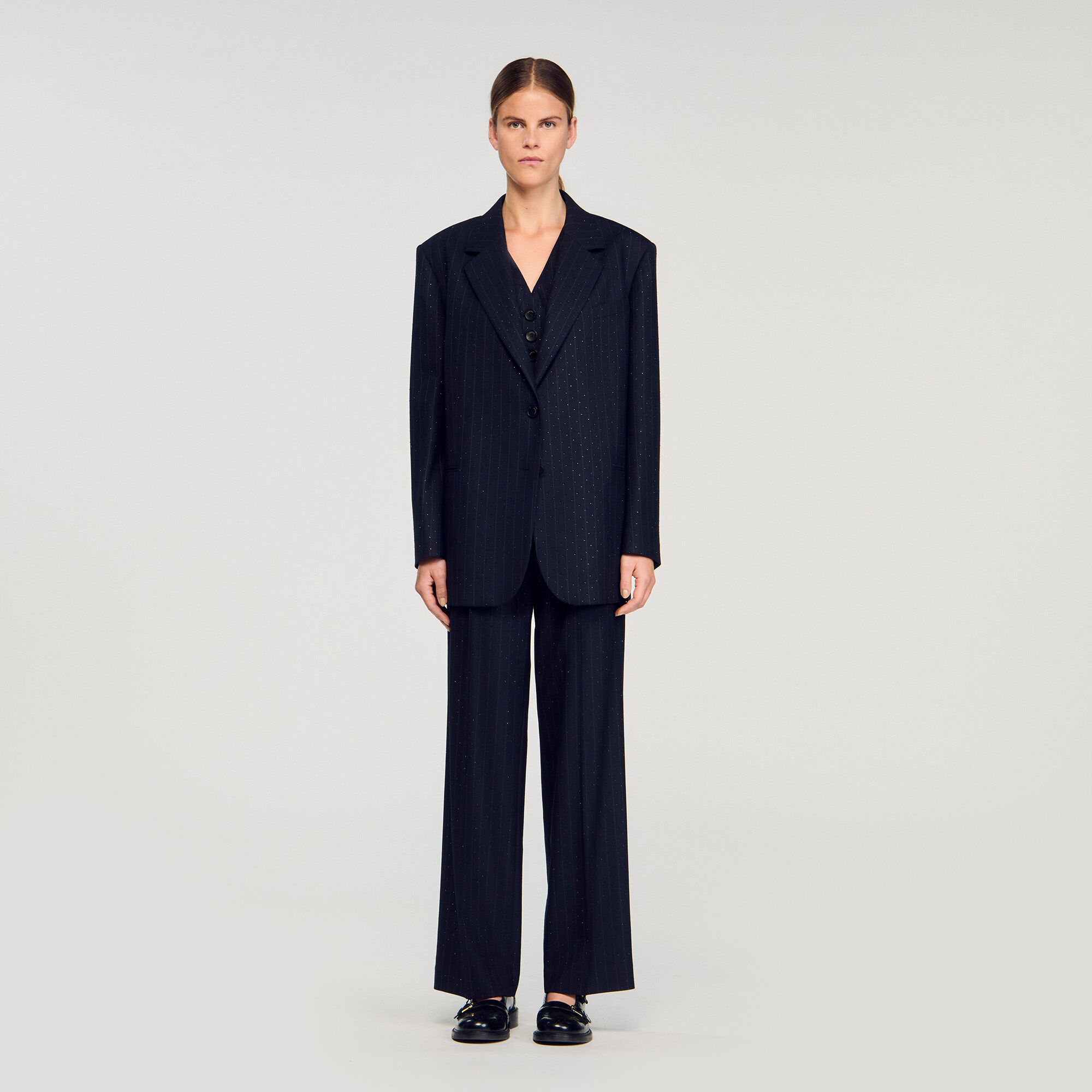 Gestreifter Strass-Anzugjacke