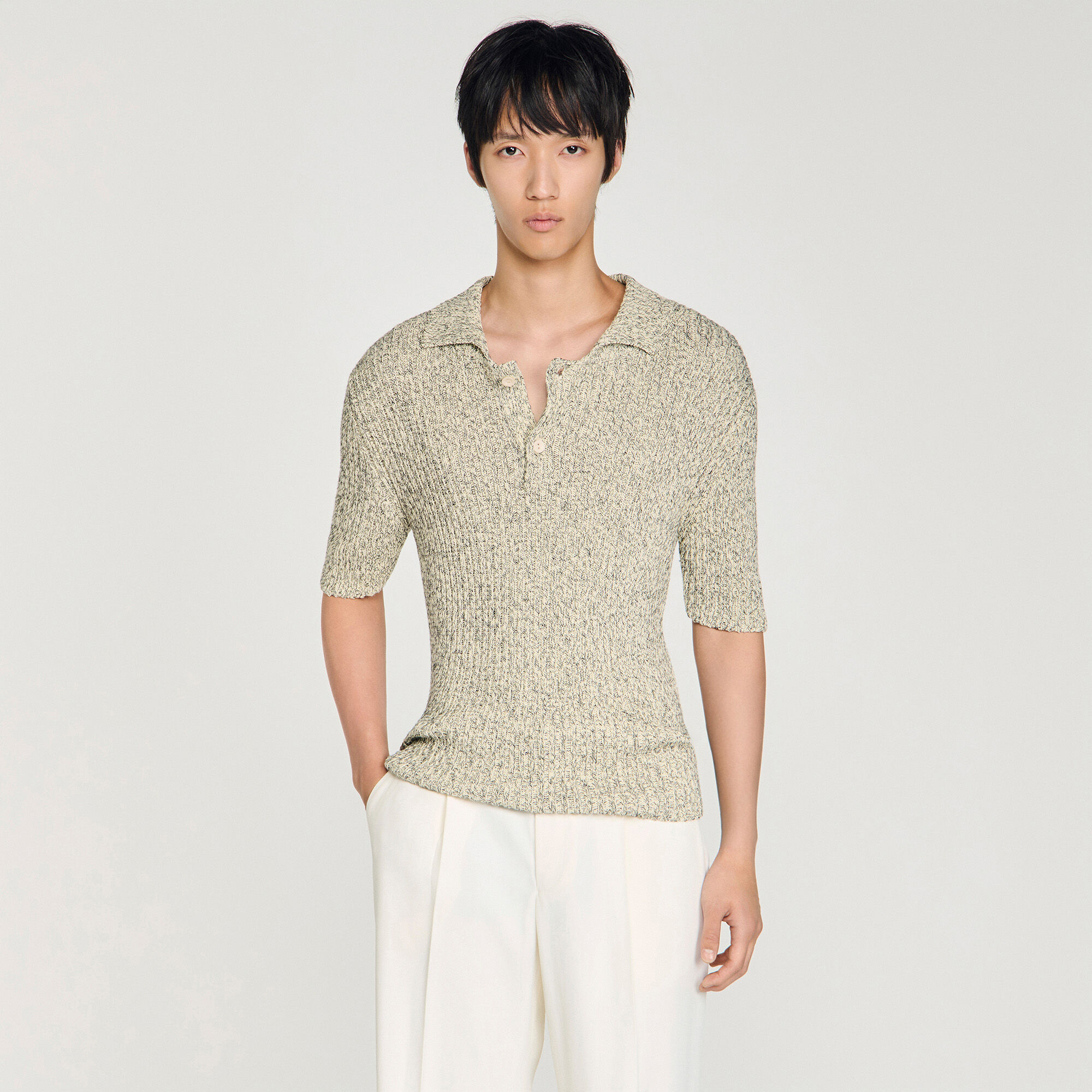 Marl-Baumwoll-Poloshirt