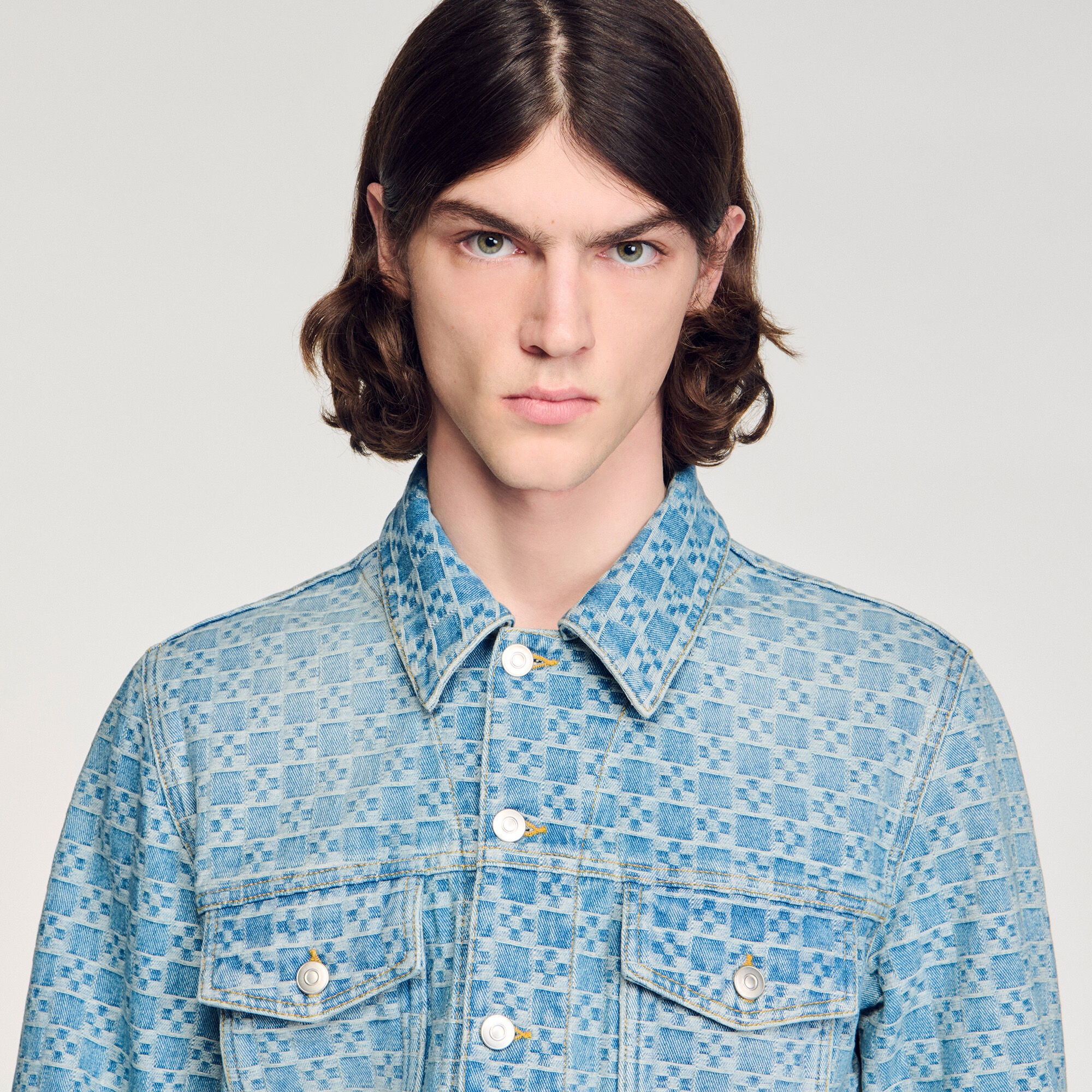 Quadrat-Kreuz Denim-Jacke