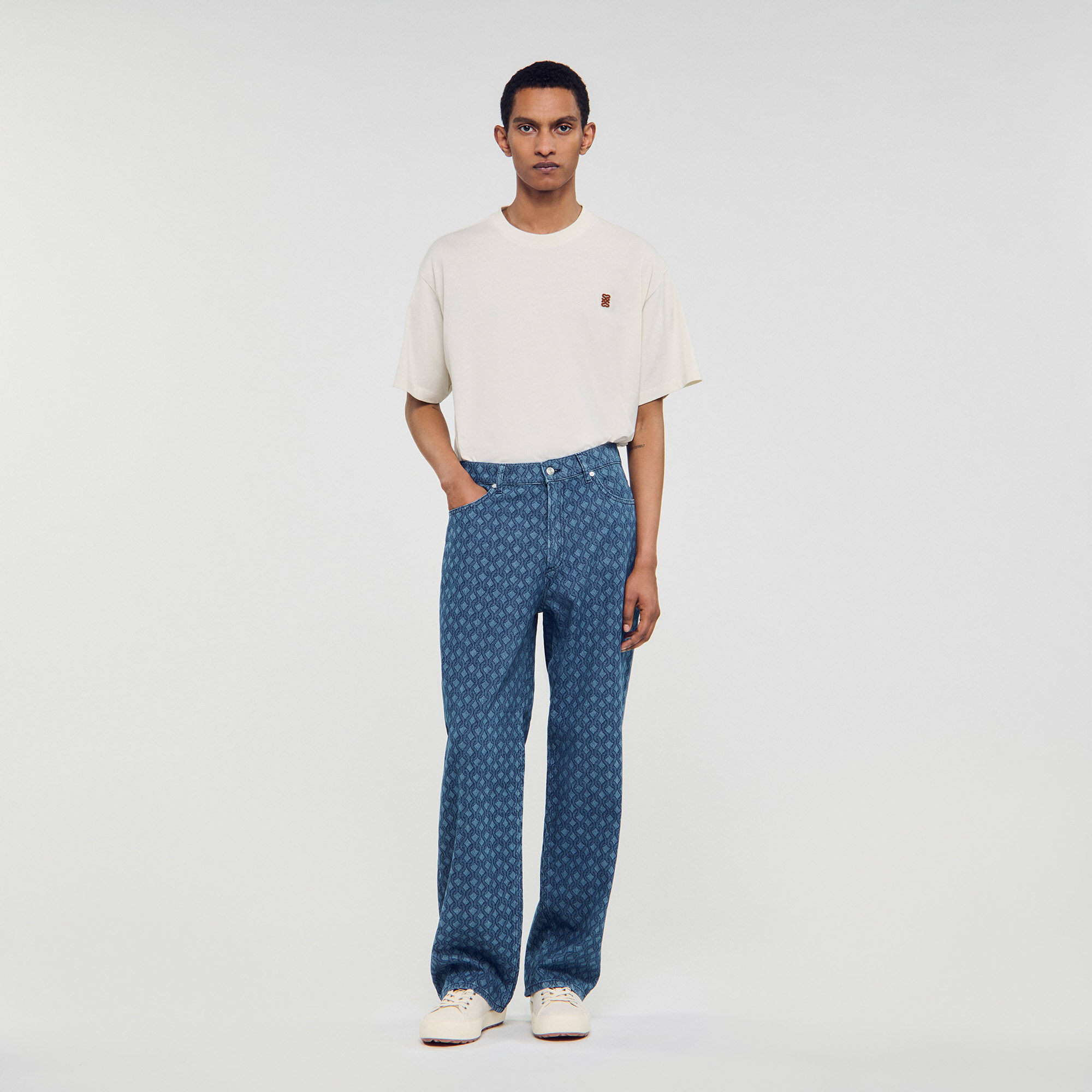 Hosen mit Seil-Muster, weit geschnitten