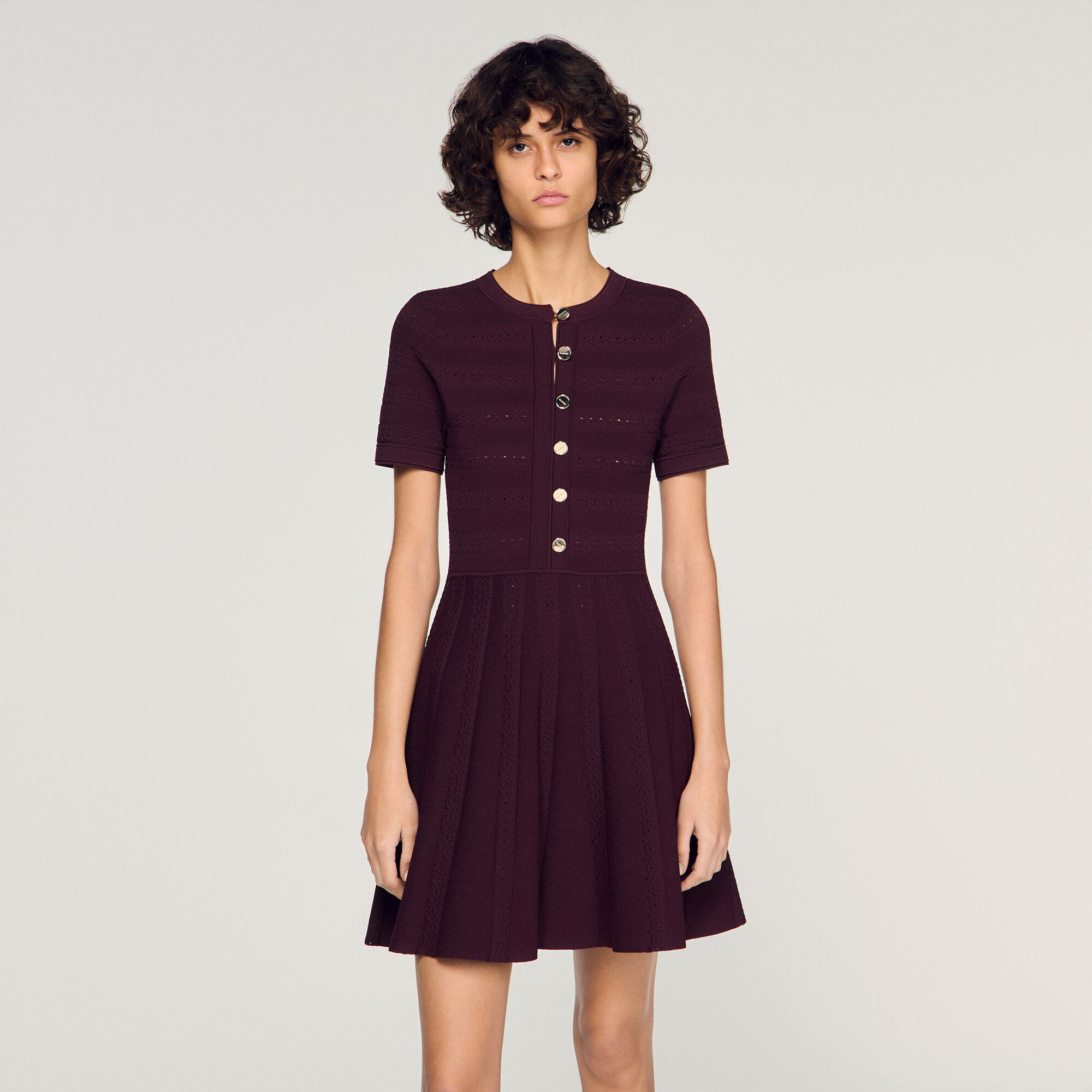 Minikleid aus Strick mit Blumenmuster
