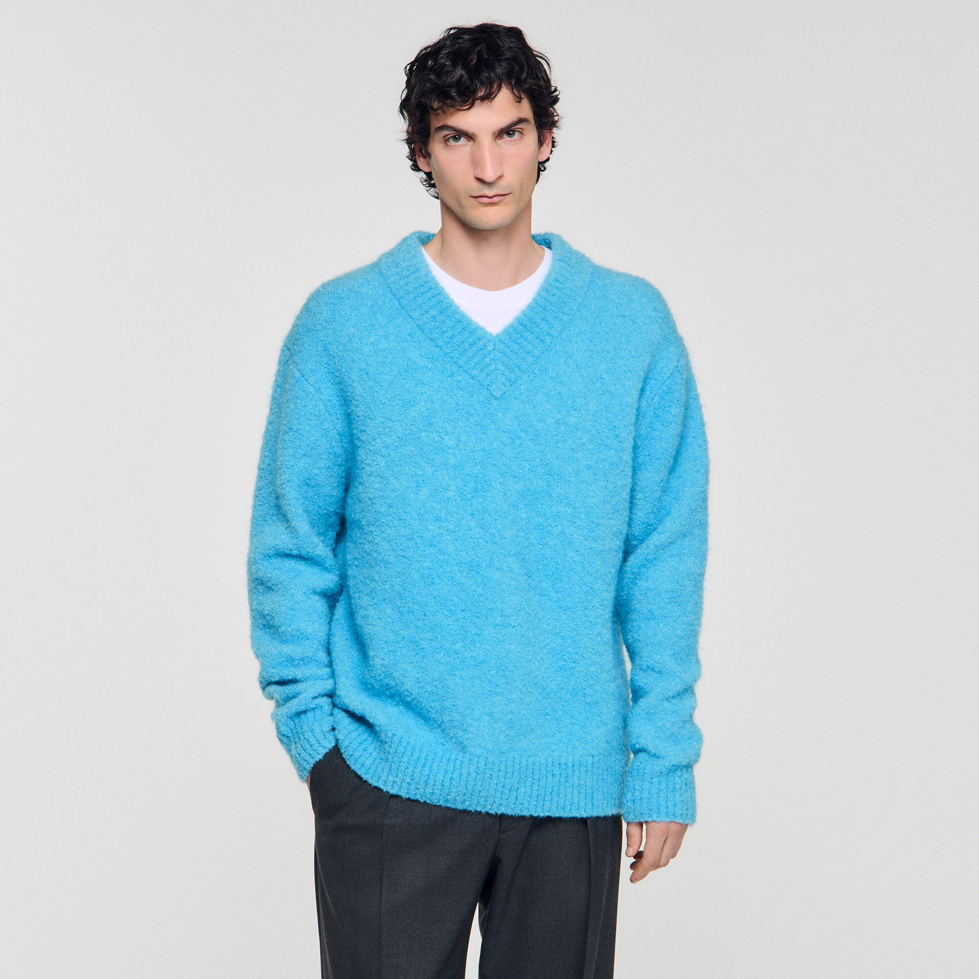 V-Ausschnitt Langarm-Pullover