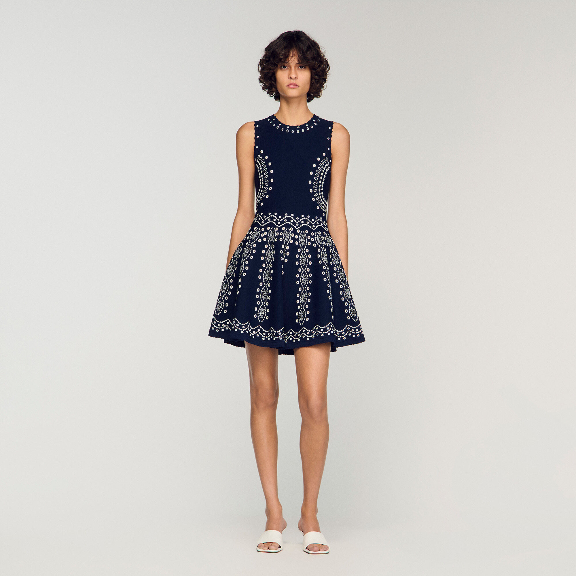 Strickmini-Kleid mit Schal-Print