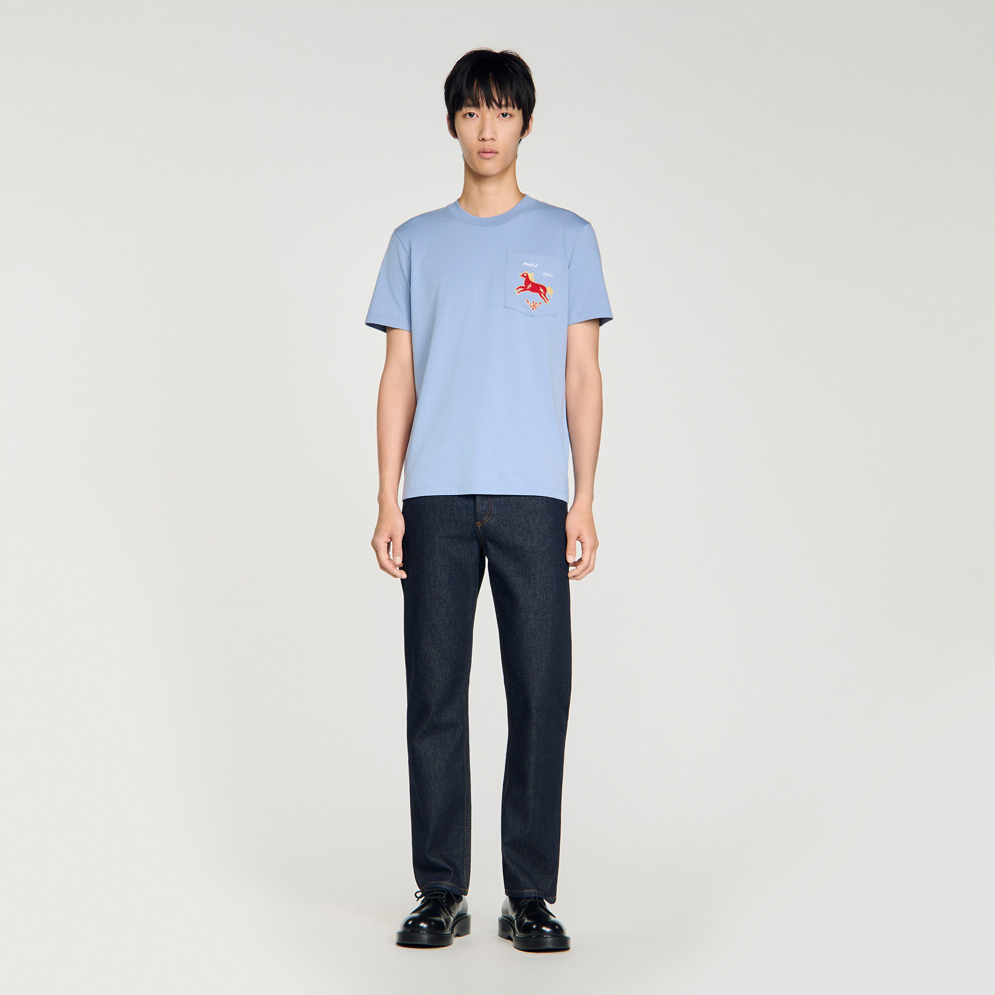 Bordierter Pferd Baumwoll-T-Shirt