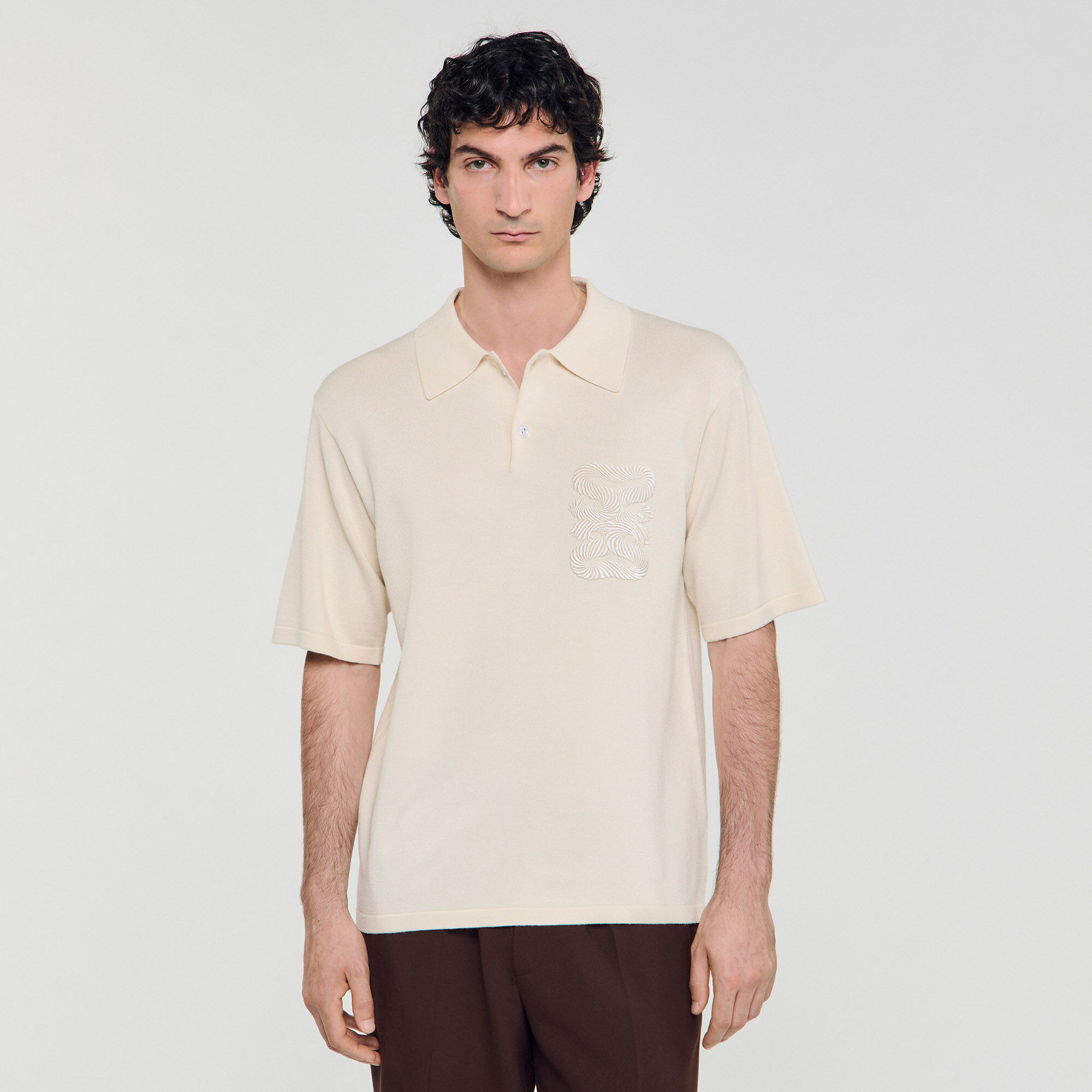 Polo mit Seidenstickerei