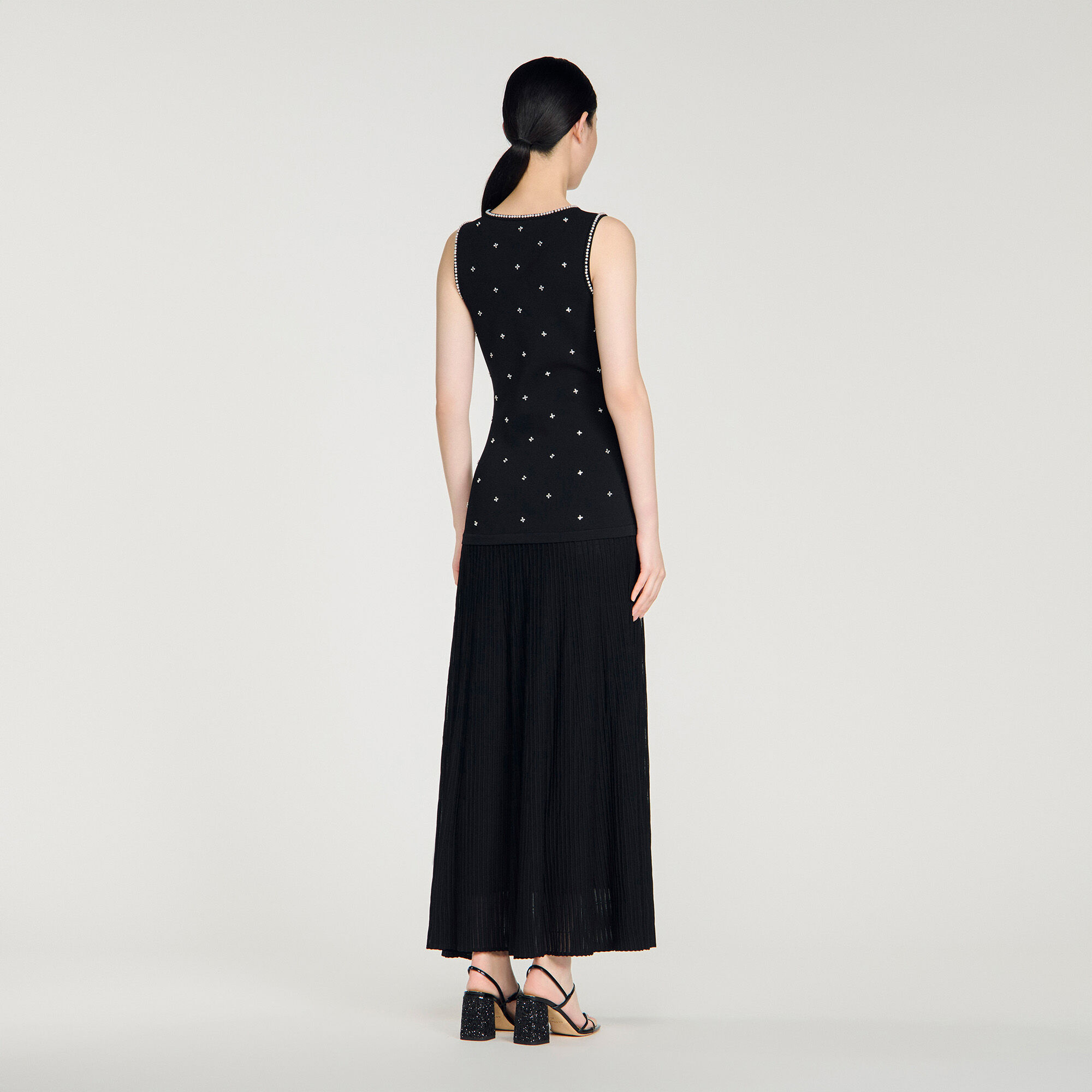 Maxikleid mit Strassblumenmuster