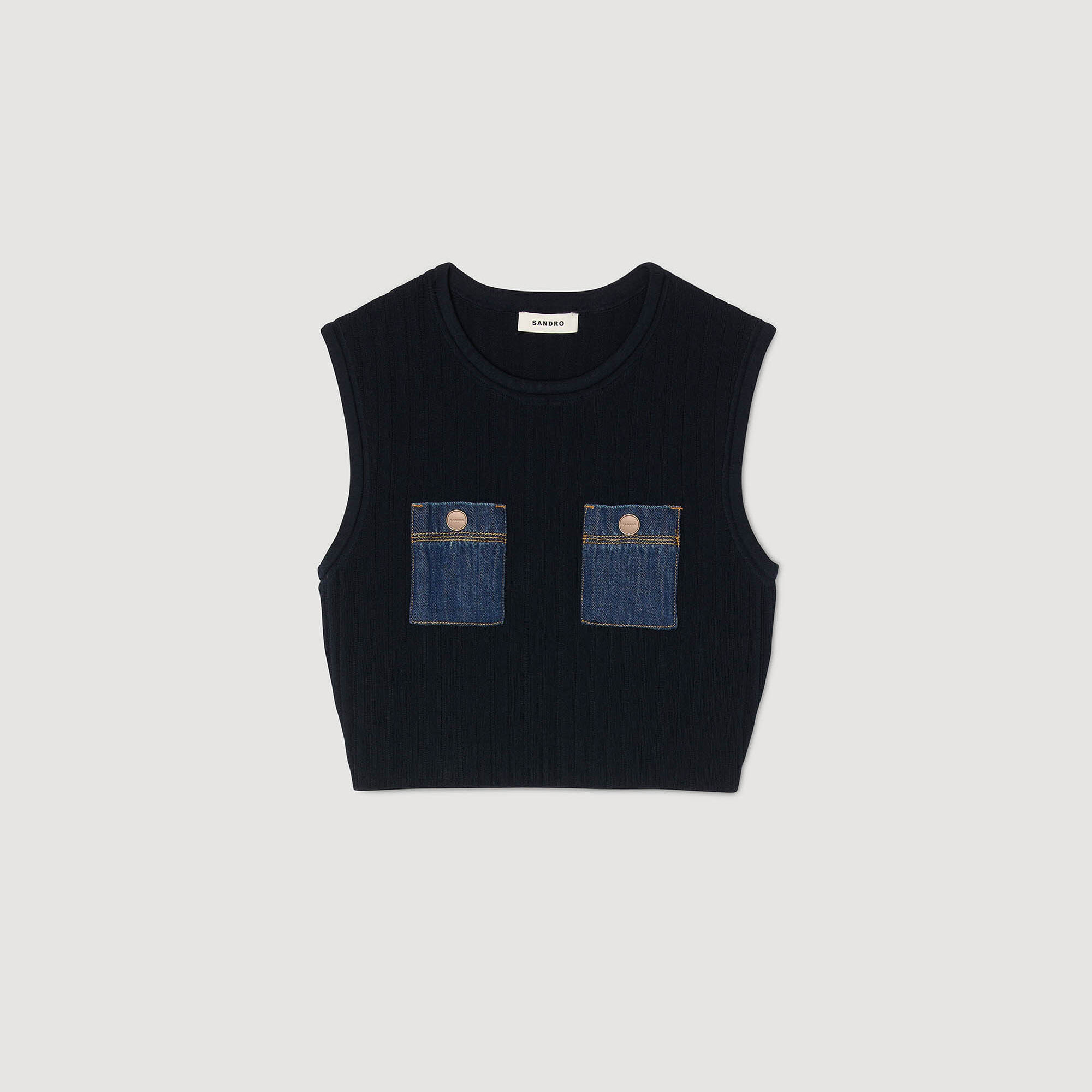 Strick- und Denimtop