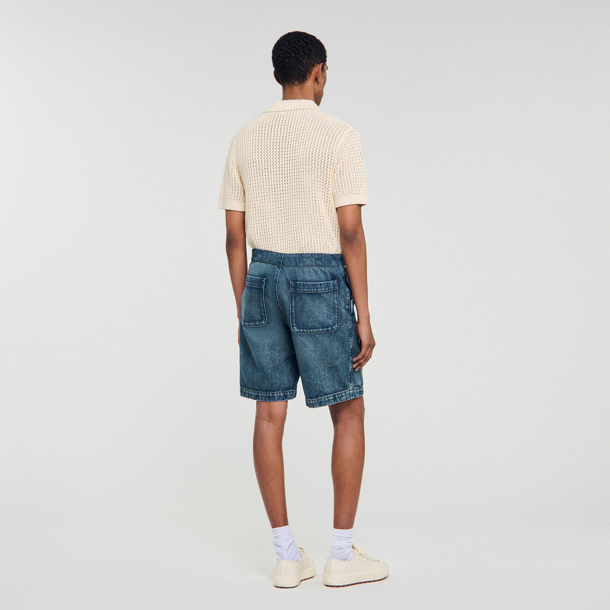 Gummierte Denim-Shorts