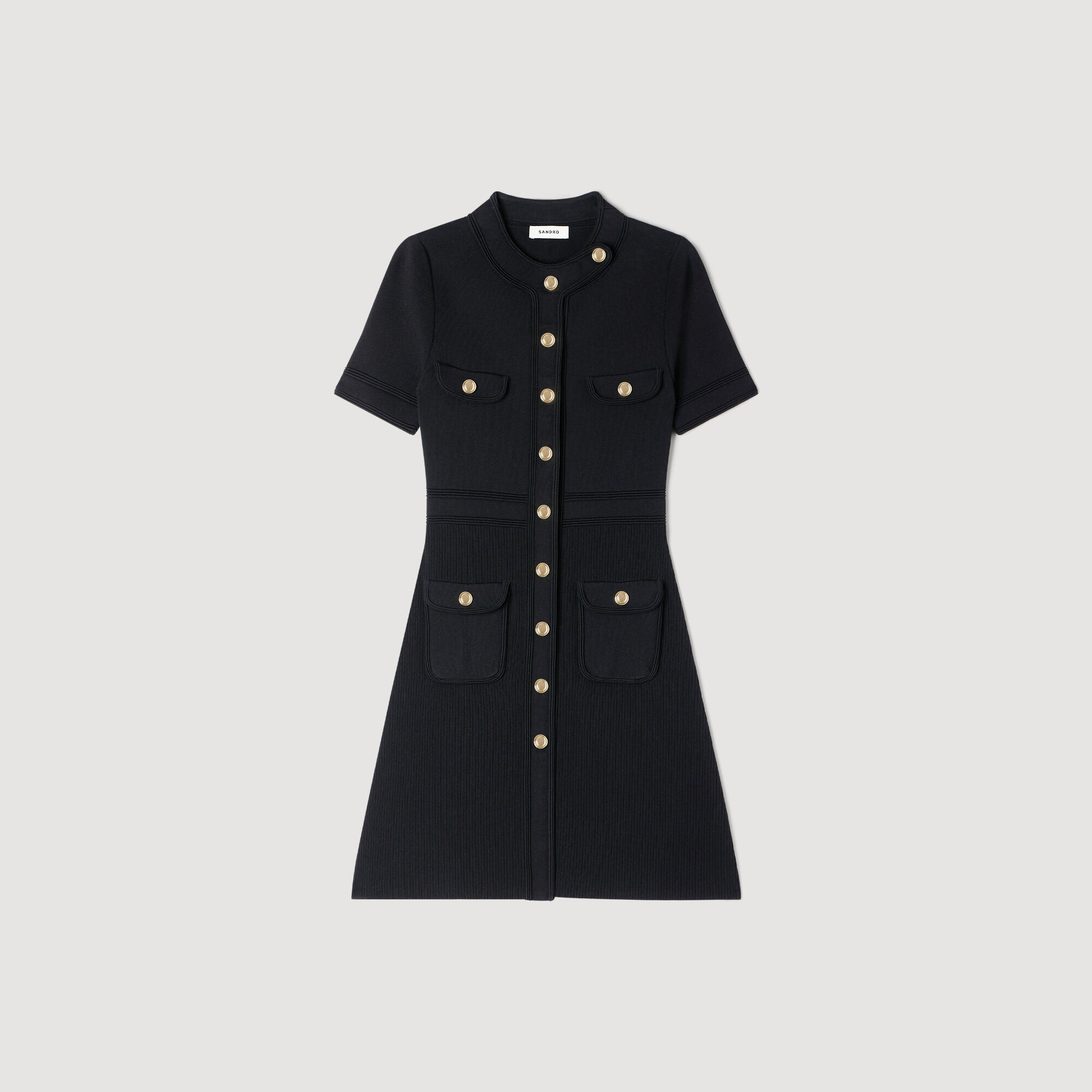 Knopfleiste Strickmini-Kleid