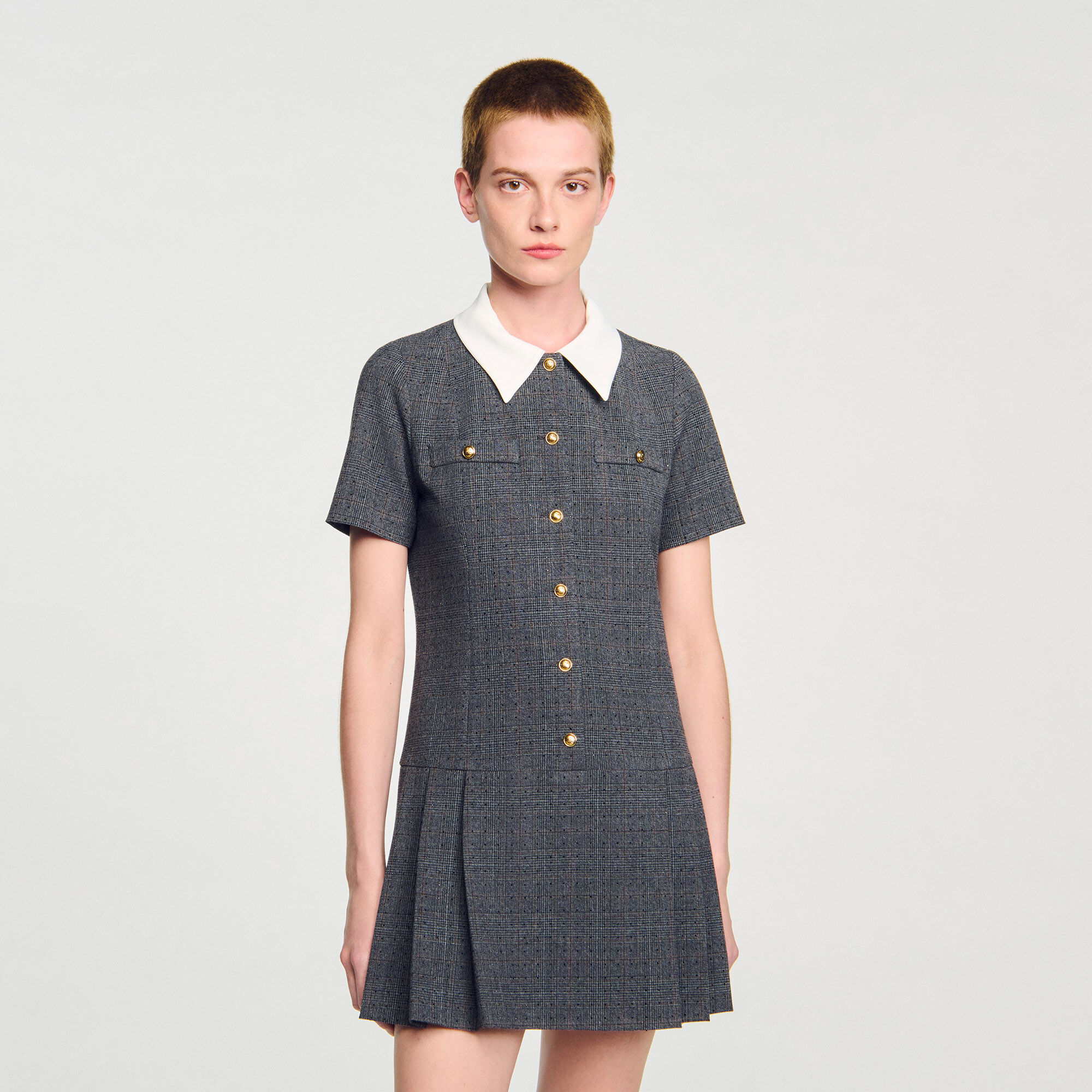 Minikleid mit Puffärmeln und Strasssteinen