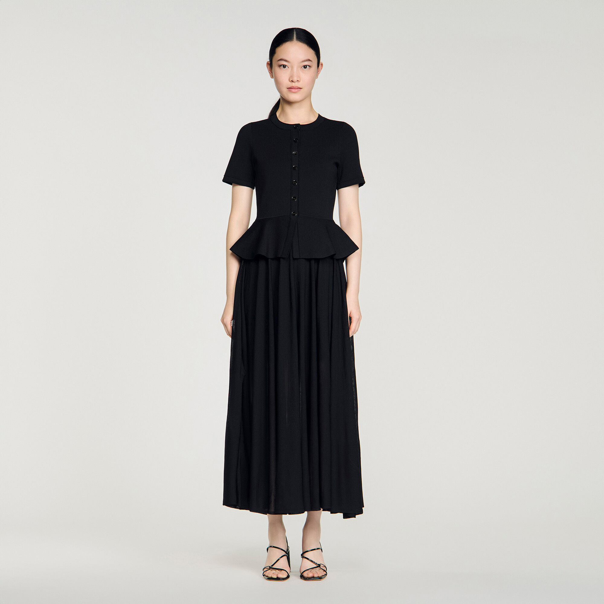 Peplum-Strick-Maxikleid
