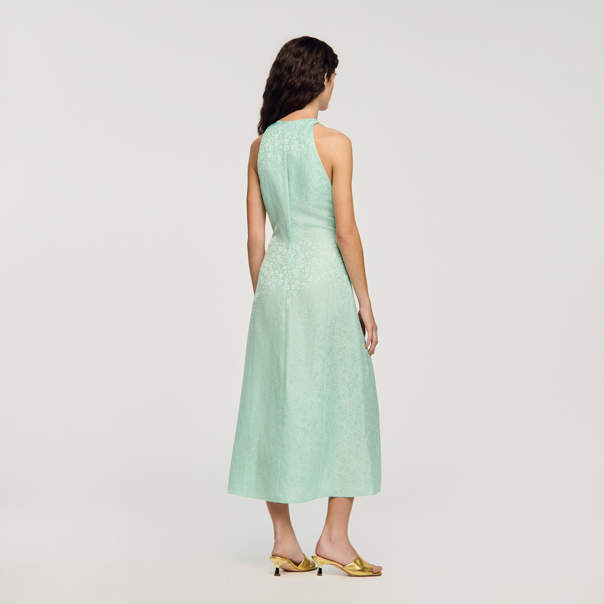 V-Ausschnitt Blumenmuster Maxikleid