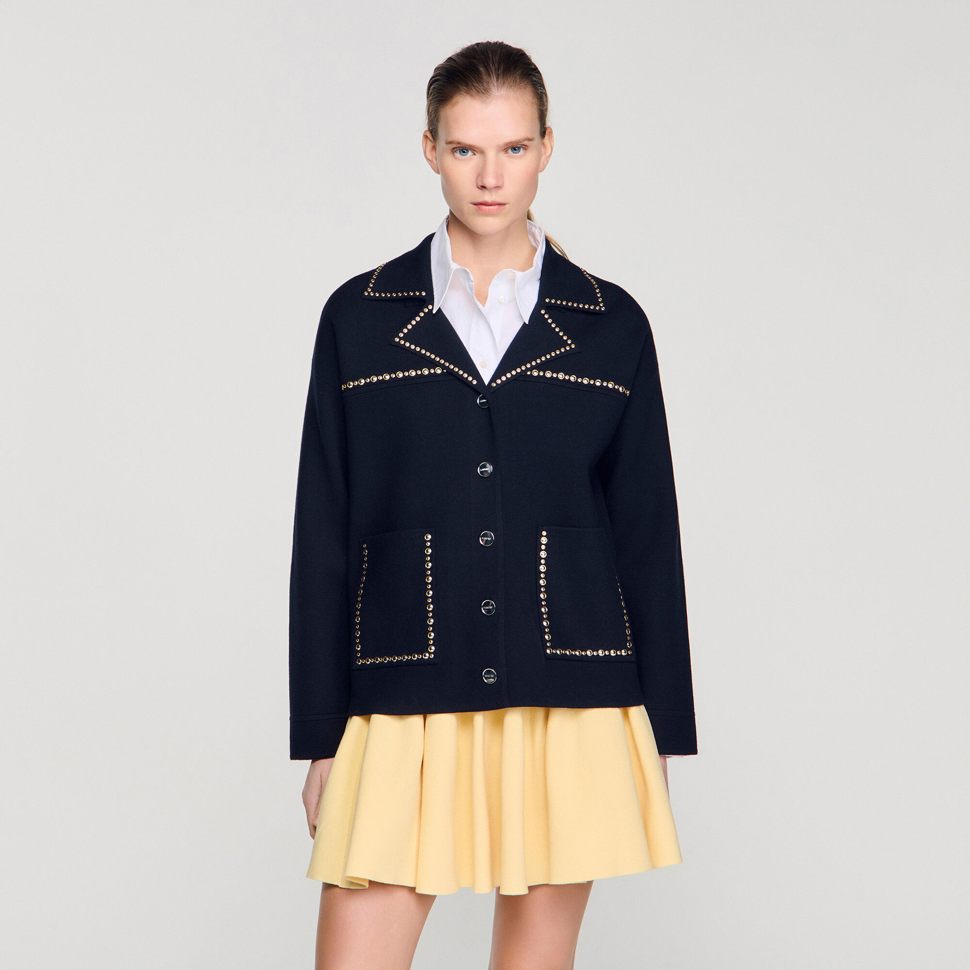 Studiertes Blazer-Kragen-Cardigan