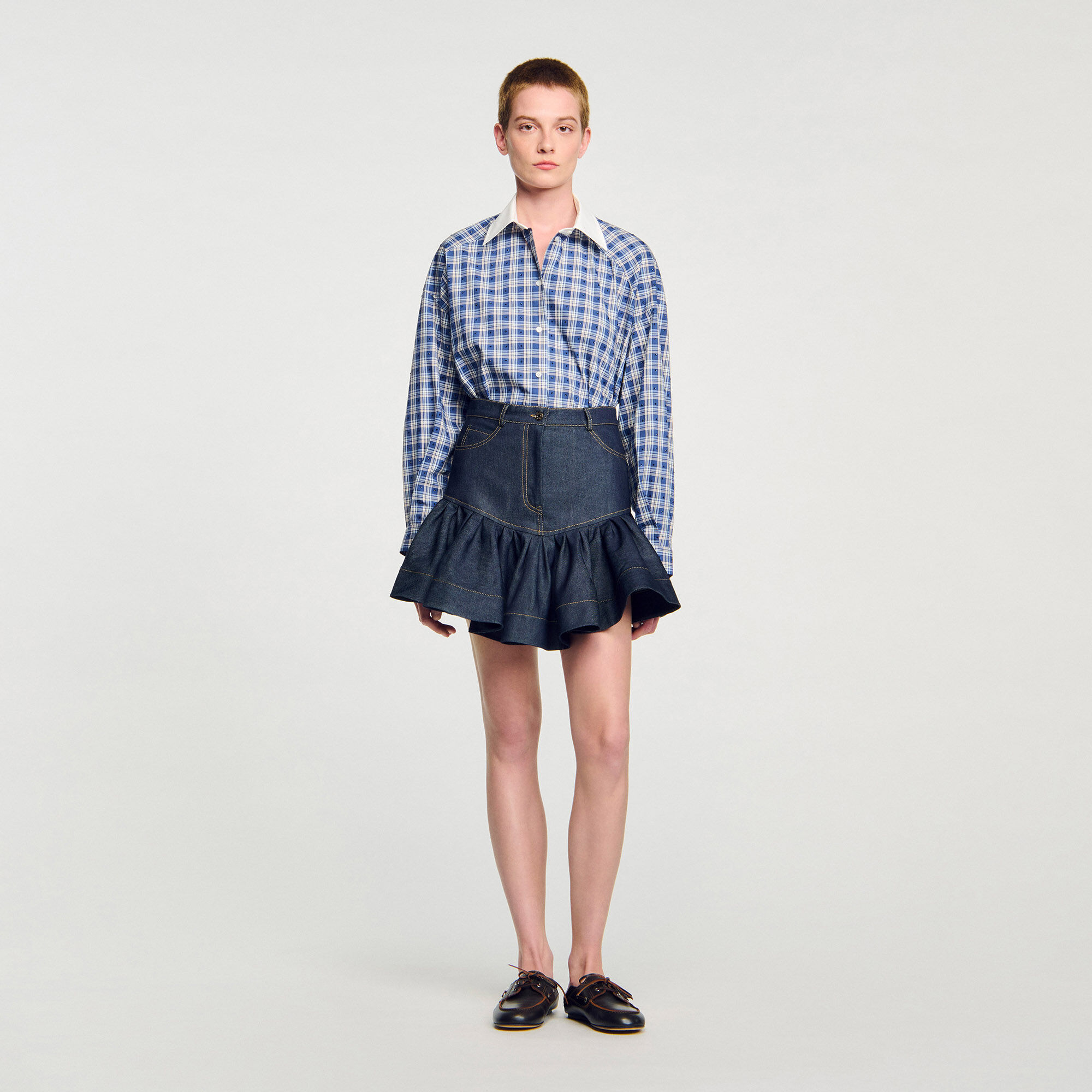 Mini-Denim-Rüschen-Rock
