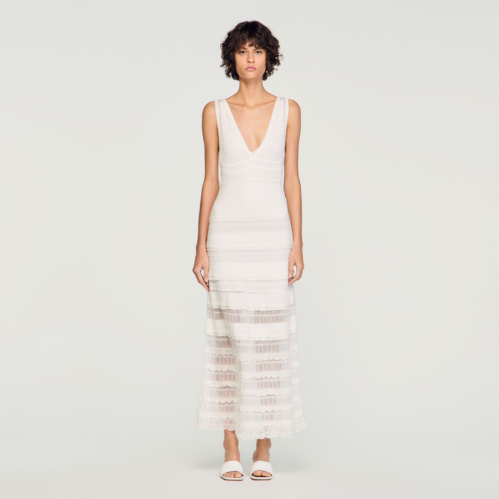Pointelle-Strick-Maxikleid