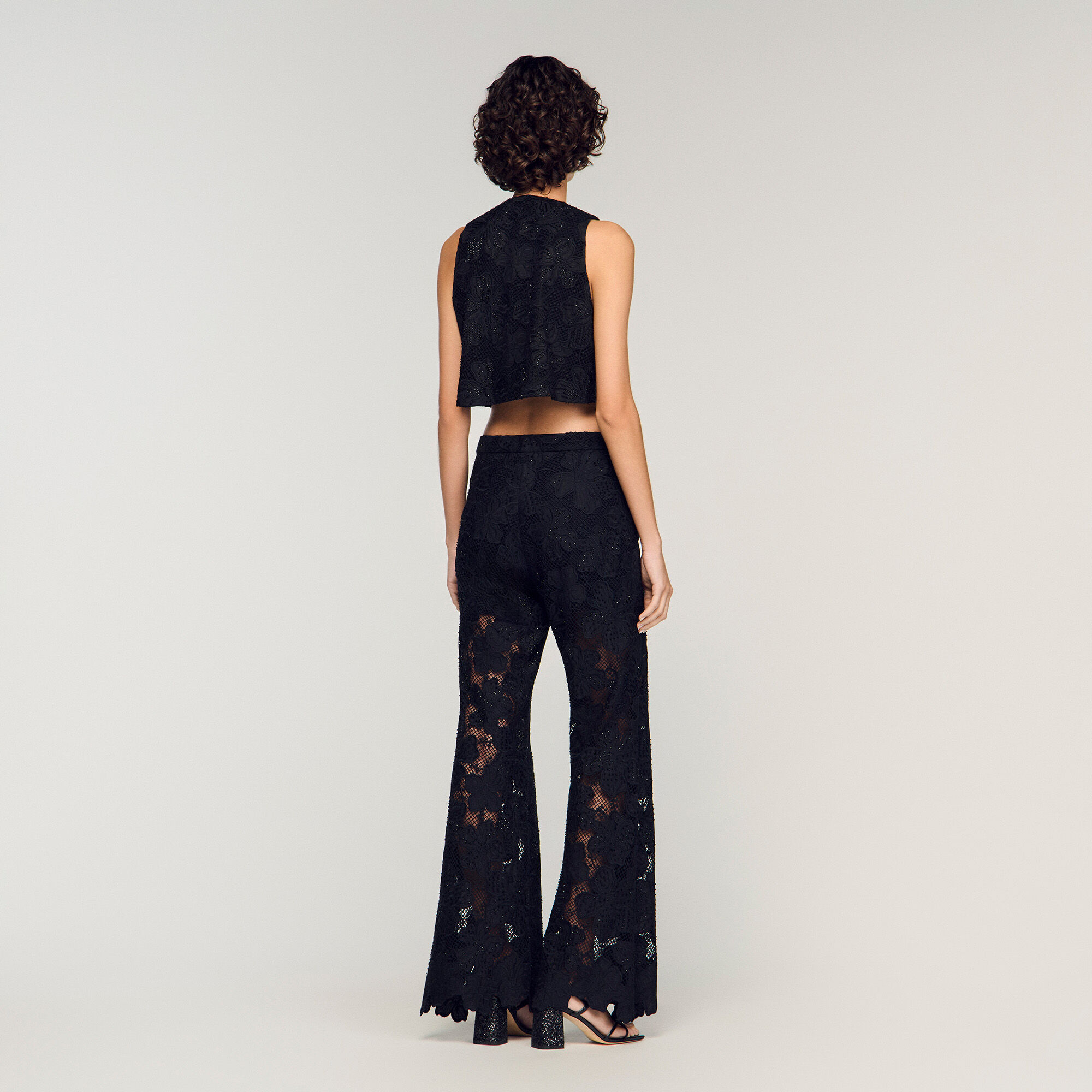 Besticktes Guipure-Crop-Top