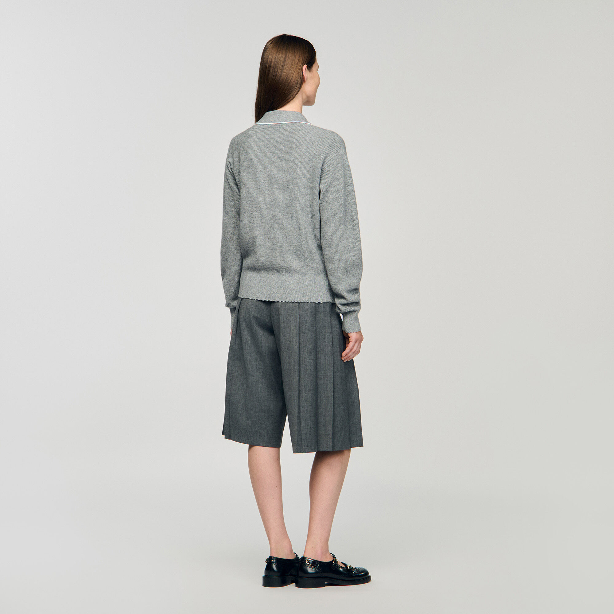 Offener Polokragen-Pullover