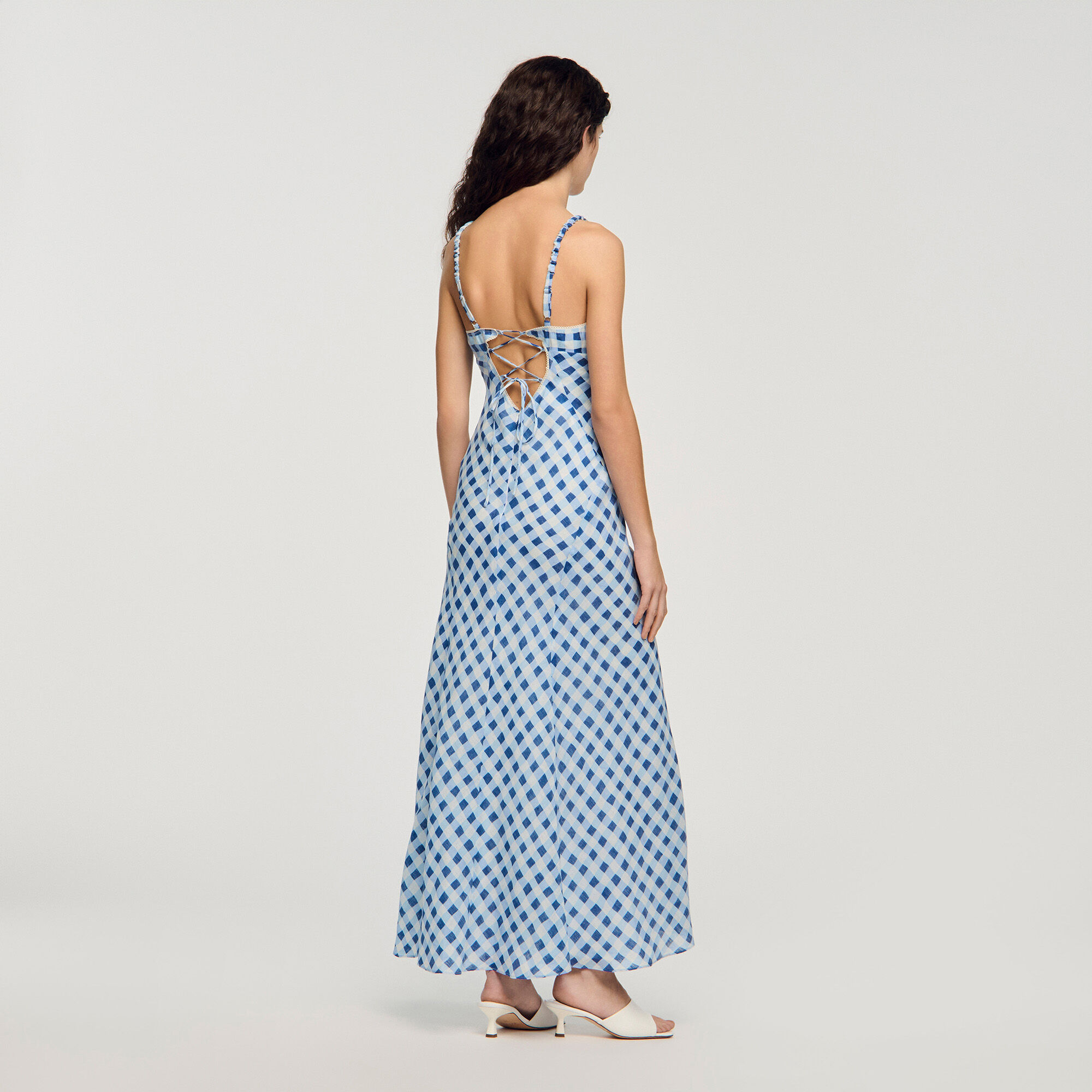Gingham-Linen-Maxikleid