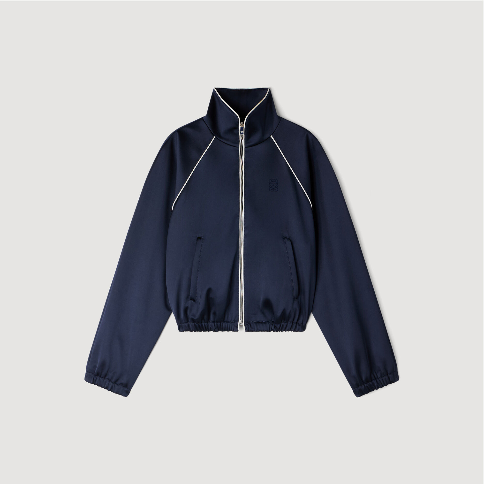 Bordierter kurzer Satin-Jacke