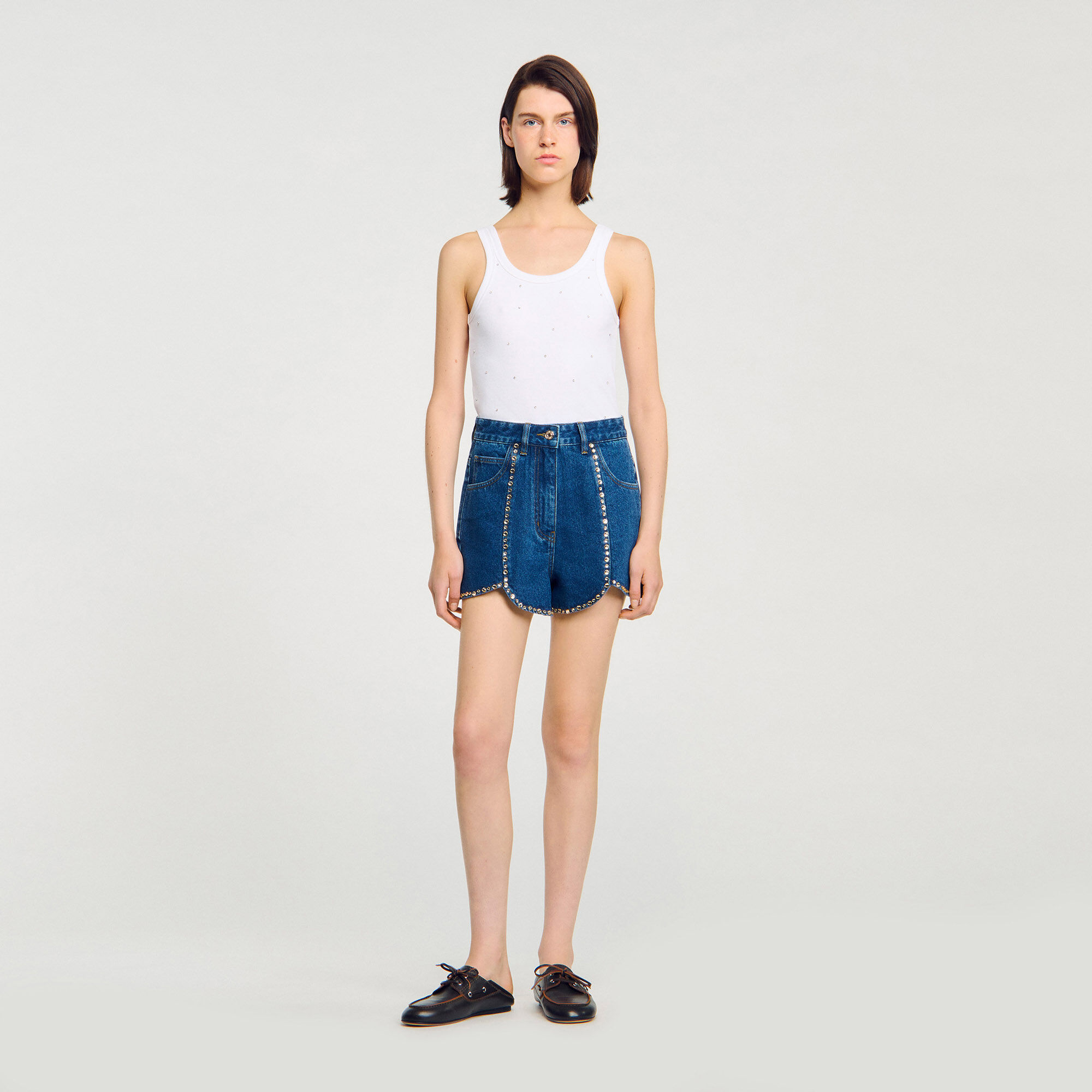 Glitzer-Denim-Shorts