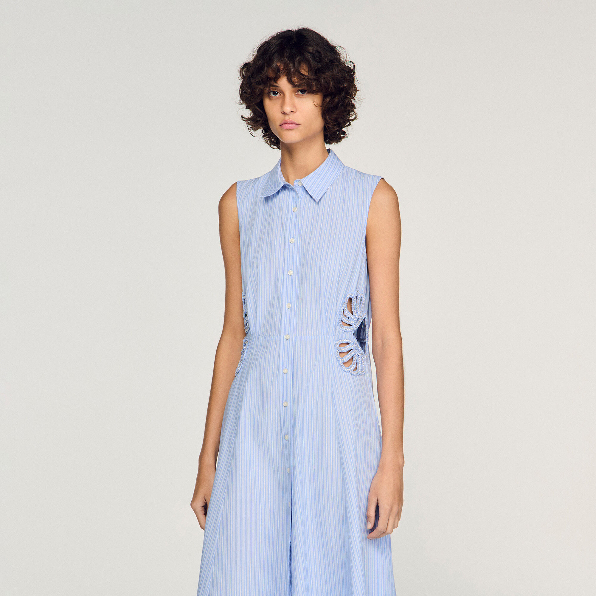Gestreifter Baumwoll-Midikleid