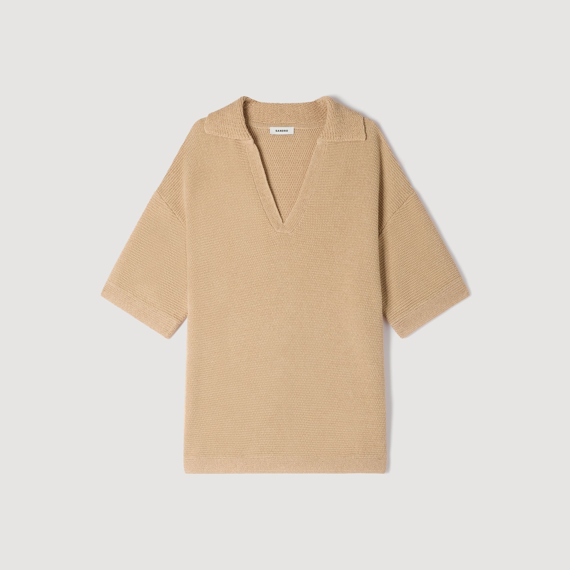 Polo-Shirt im Jutewirk-Optik