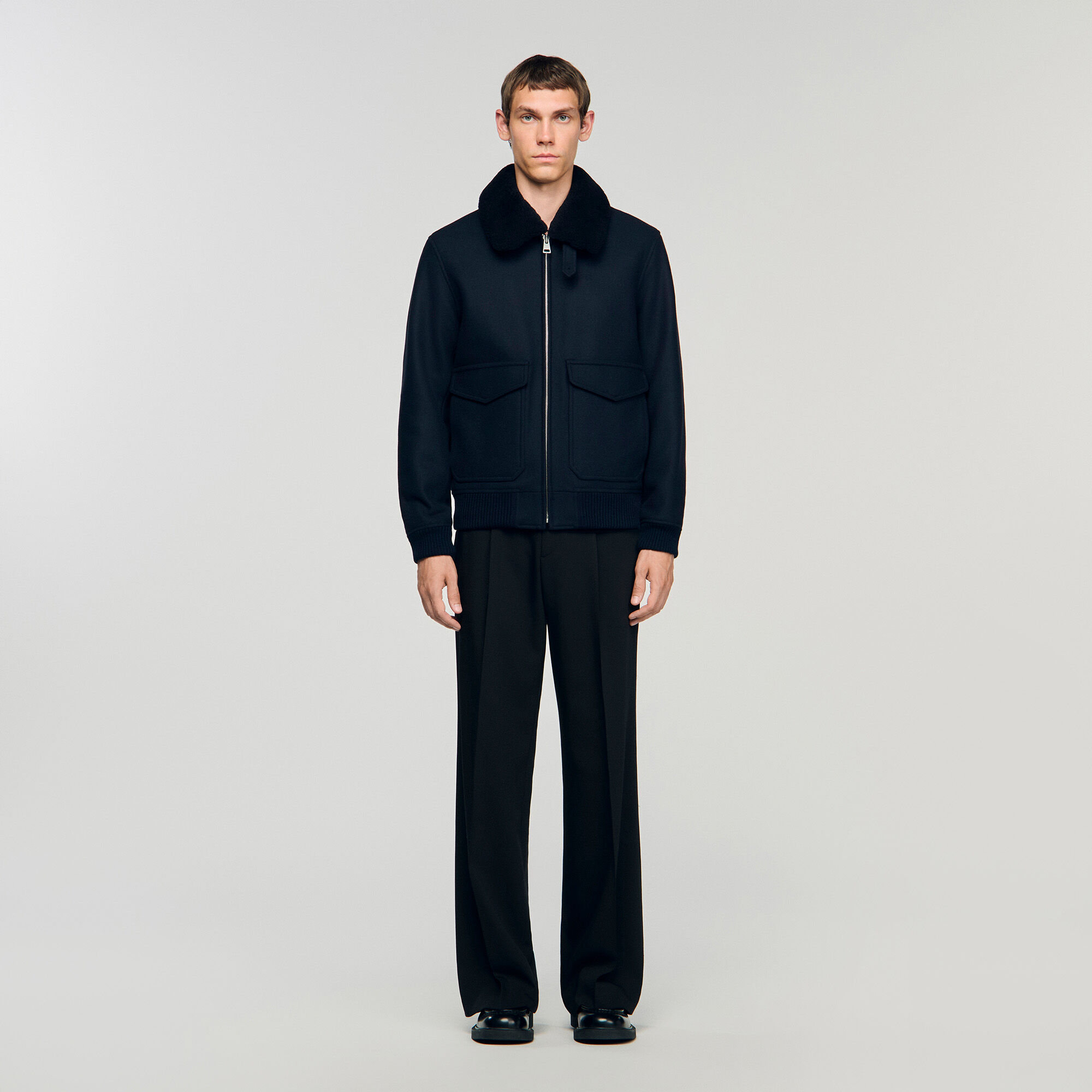 Woll-Fliegerjacke mit Shearling