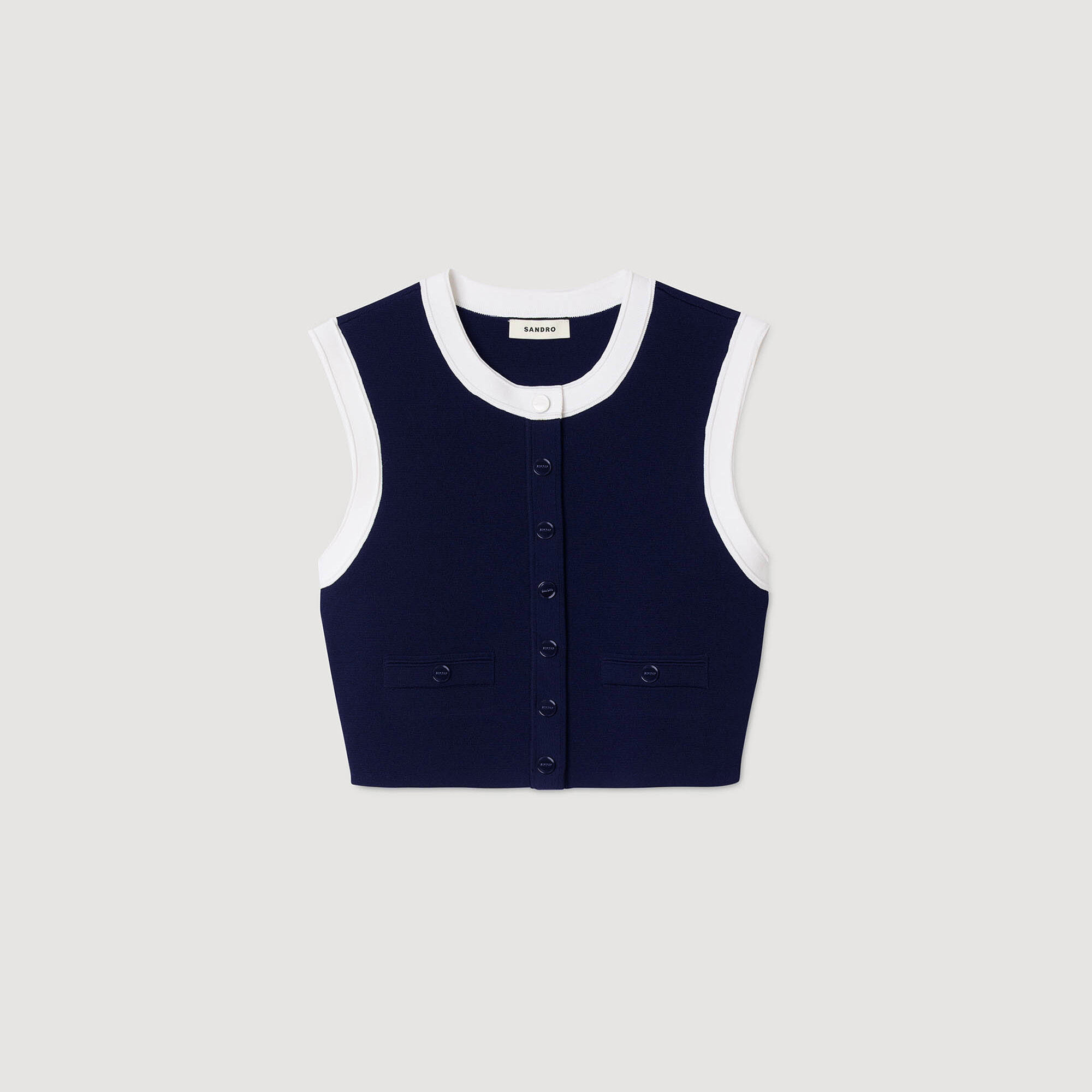 Zweifarbiger kurzer Stricktop