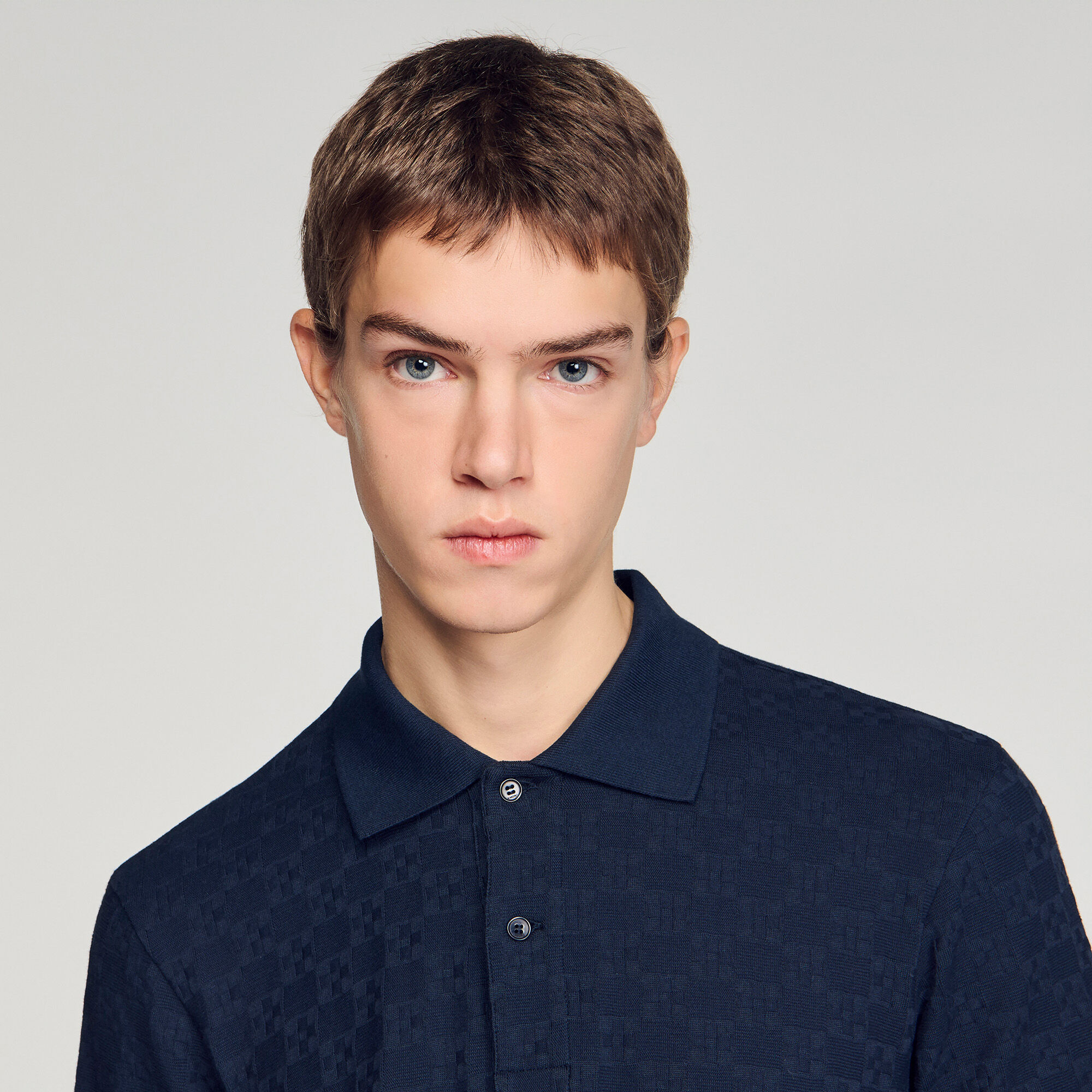 Quadratischer Cross Jacquard-Polo