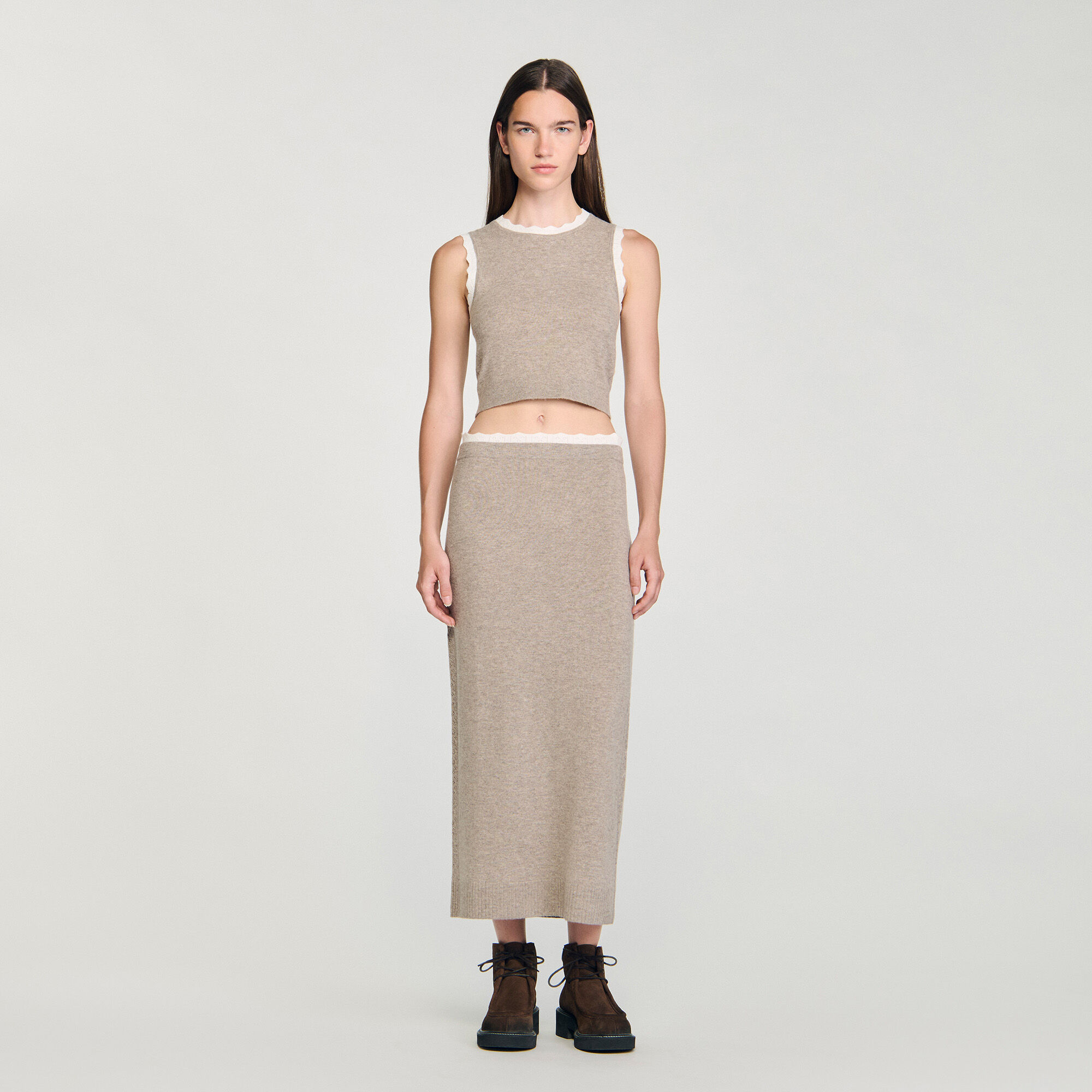 Maxi-Strickrock mit zwei Tonen