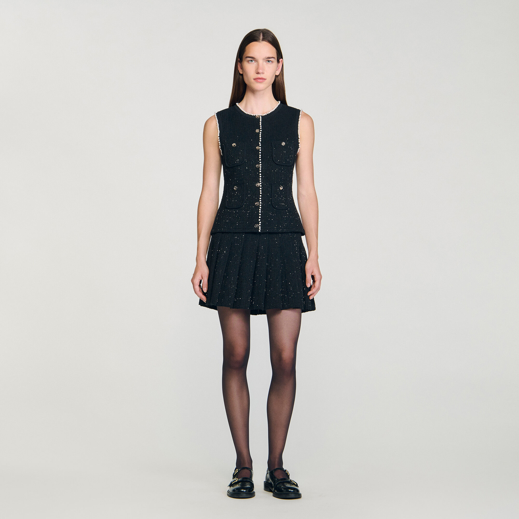 Verziertes Tweed-Jacken-Oberteil