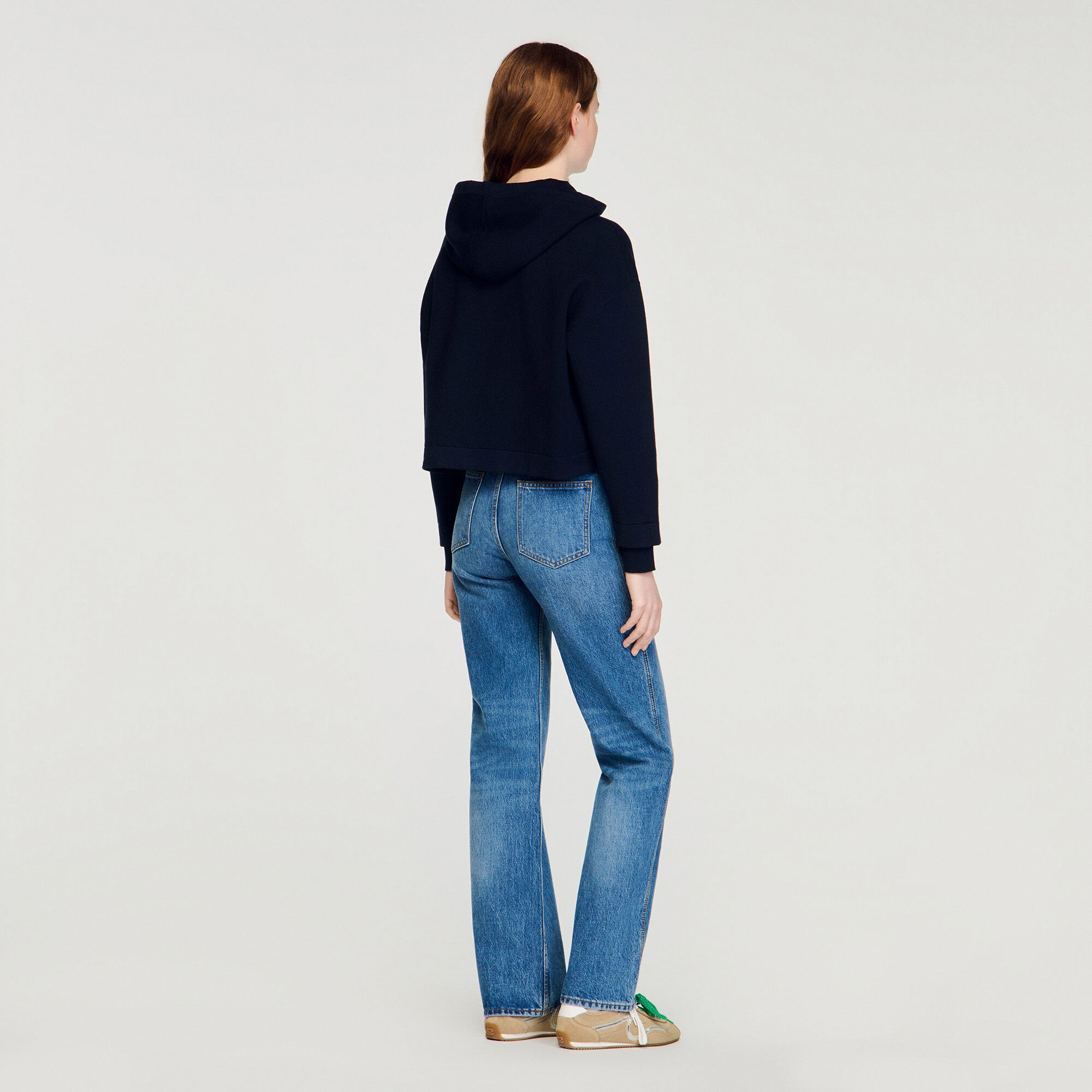 Strick- und Denim-Sweatshirt
