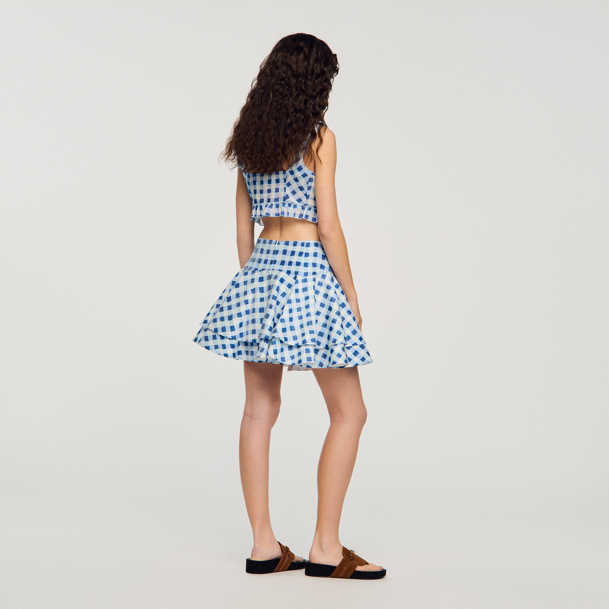 Mini-Kleid aus Gingham-Linon