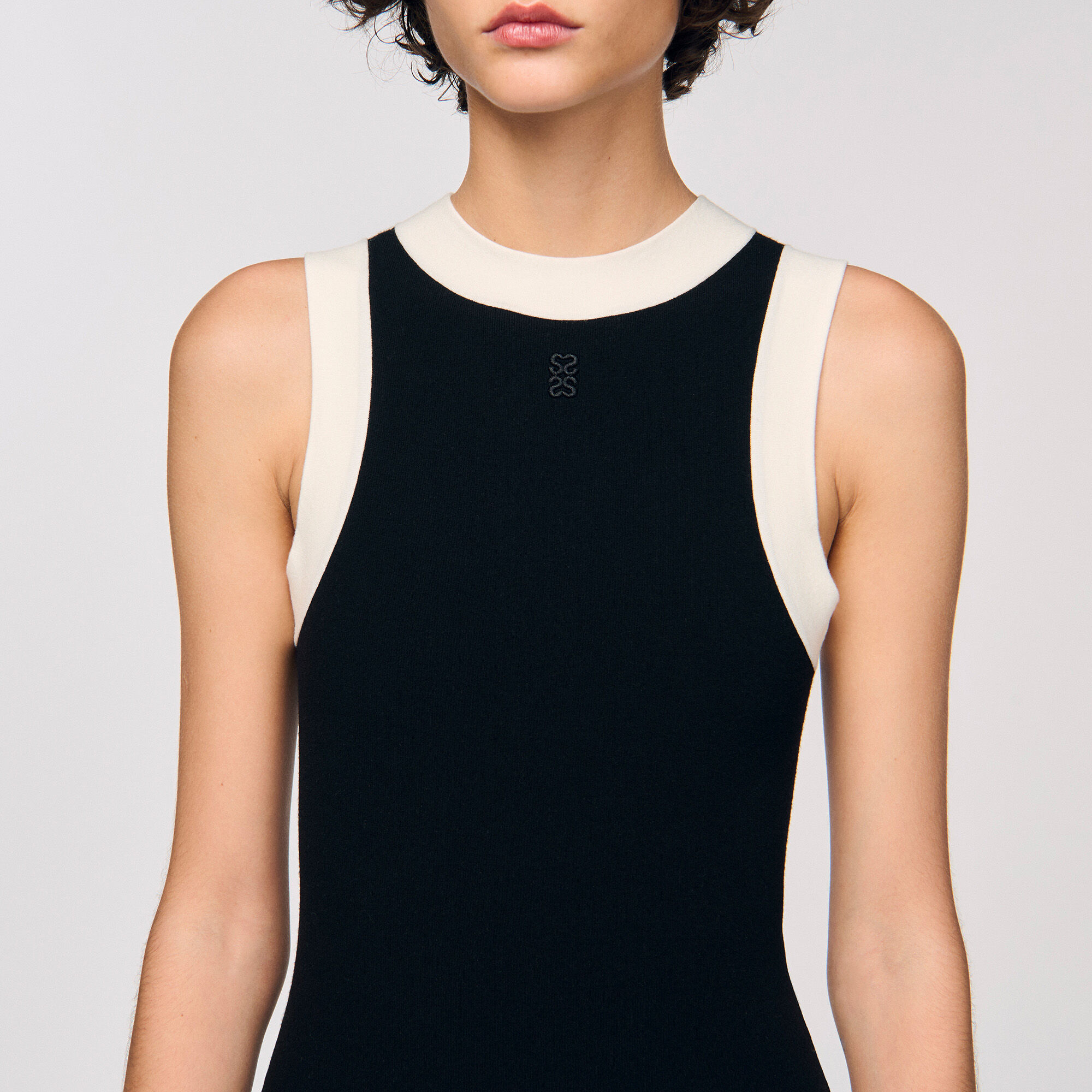 Zweifarbiger Strick-Bodysuit