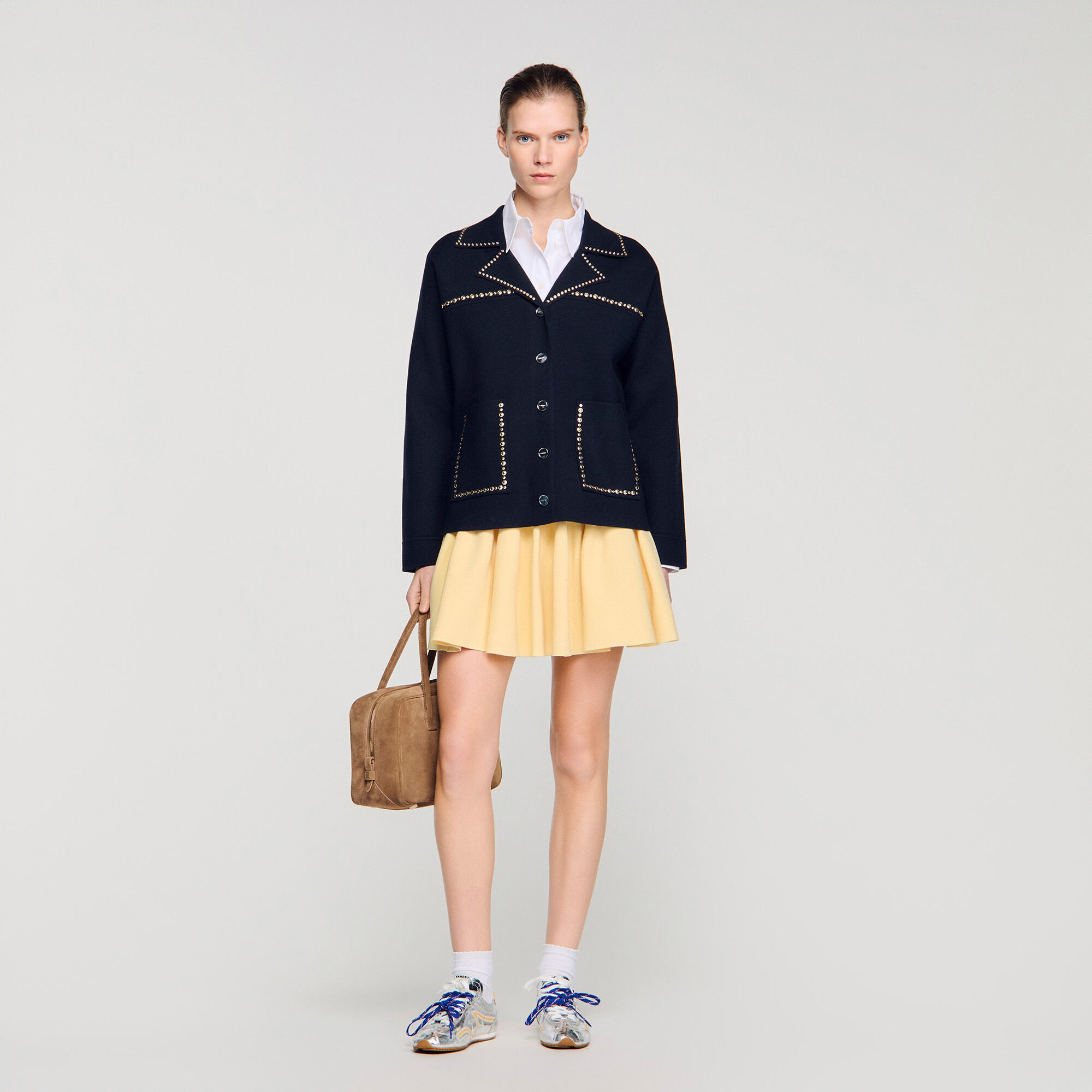 Studiertes Blazer-Kragen-Cardigan