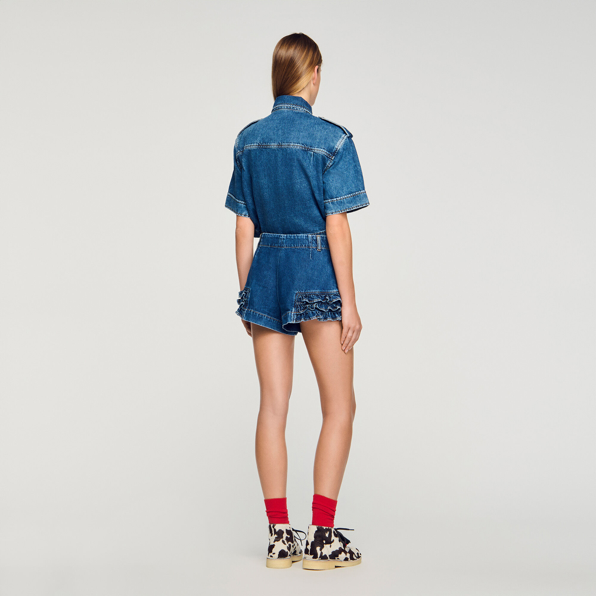 Rüschen-Denim-Shorts