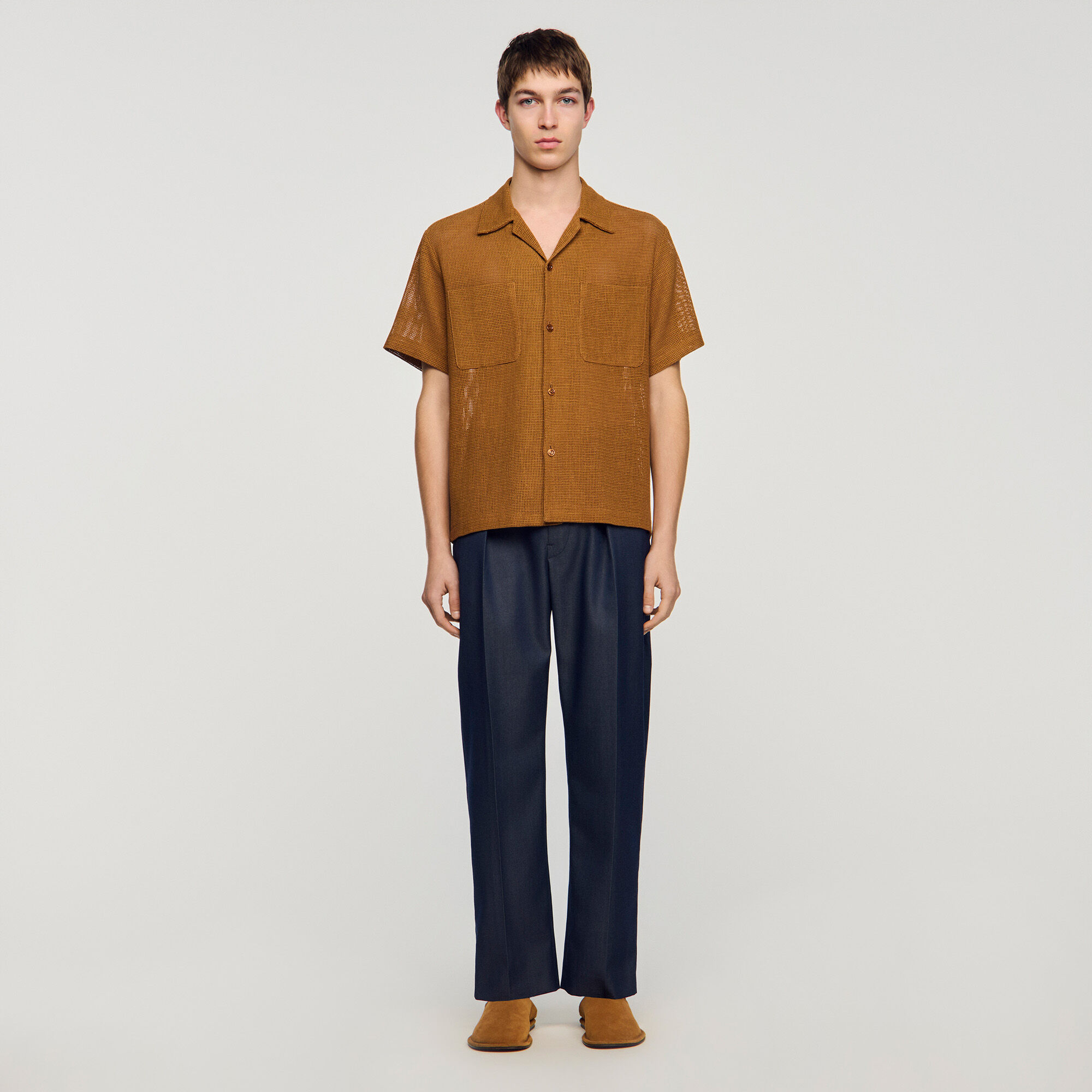 Mesh-Shirt mit offenem Muster